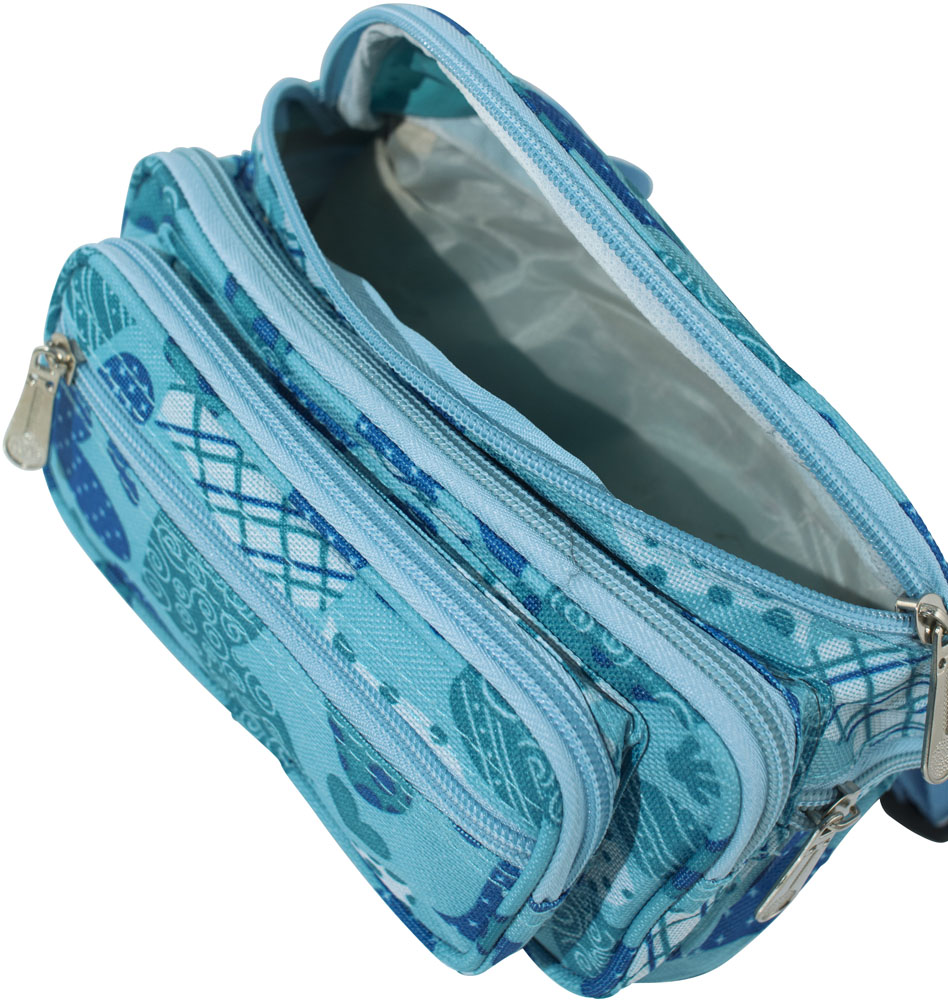 Canvas Fashion Waist Bag Bumbag with Multi Colour Floral Pattern /& Zippers