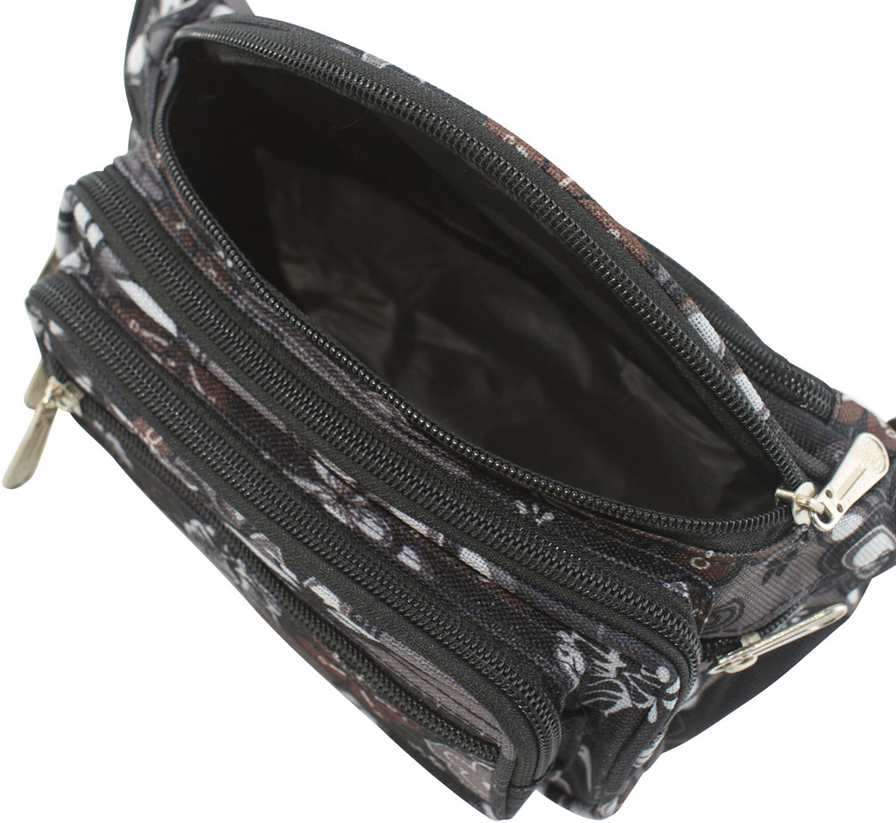 Canvas Fashion Waist Bag Bumbag with Multi Colour Floral Pattern /& Zippers