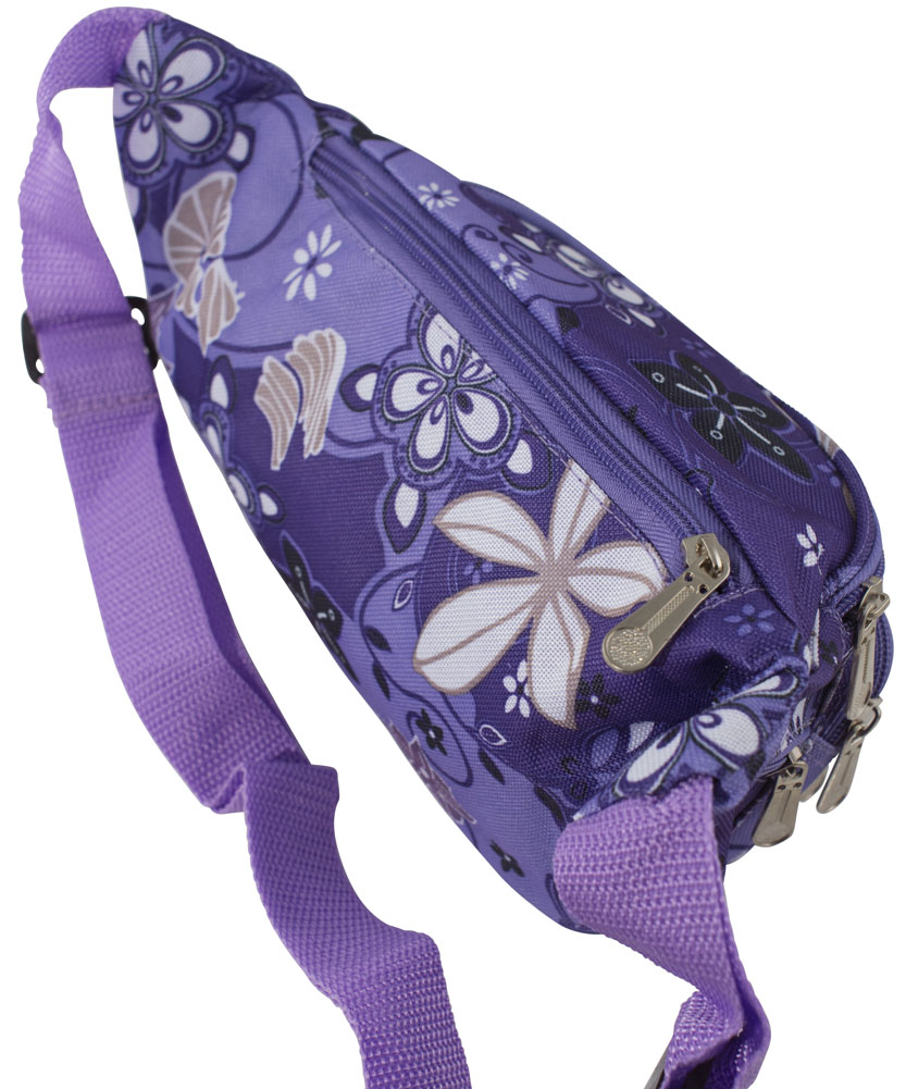 Canvas Fashion Waist Bag Bumbag with Multi Colour Floral Pattern /& Zippers