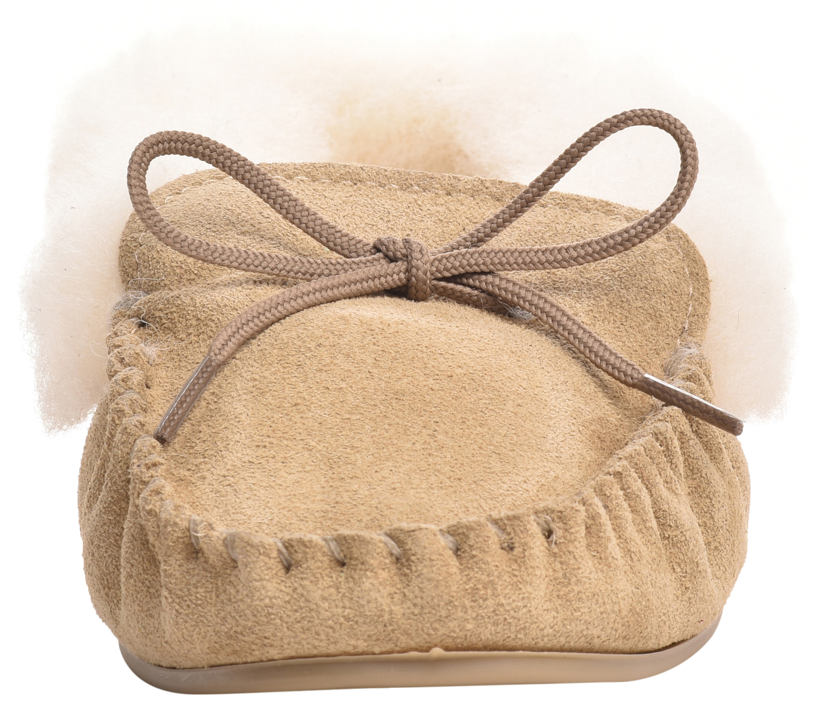 Ladies Fluffy Sheepskin Moccasin Slippers UK Made Rubber Sole by