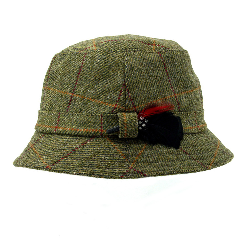 Teflon Coated British Wool Tweed Bucket Poacher Hat