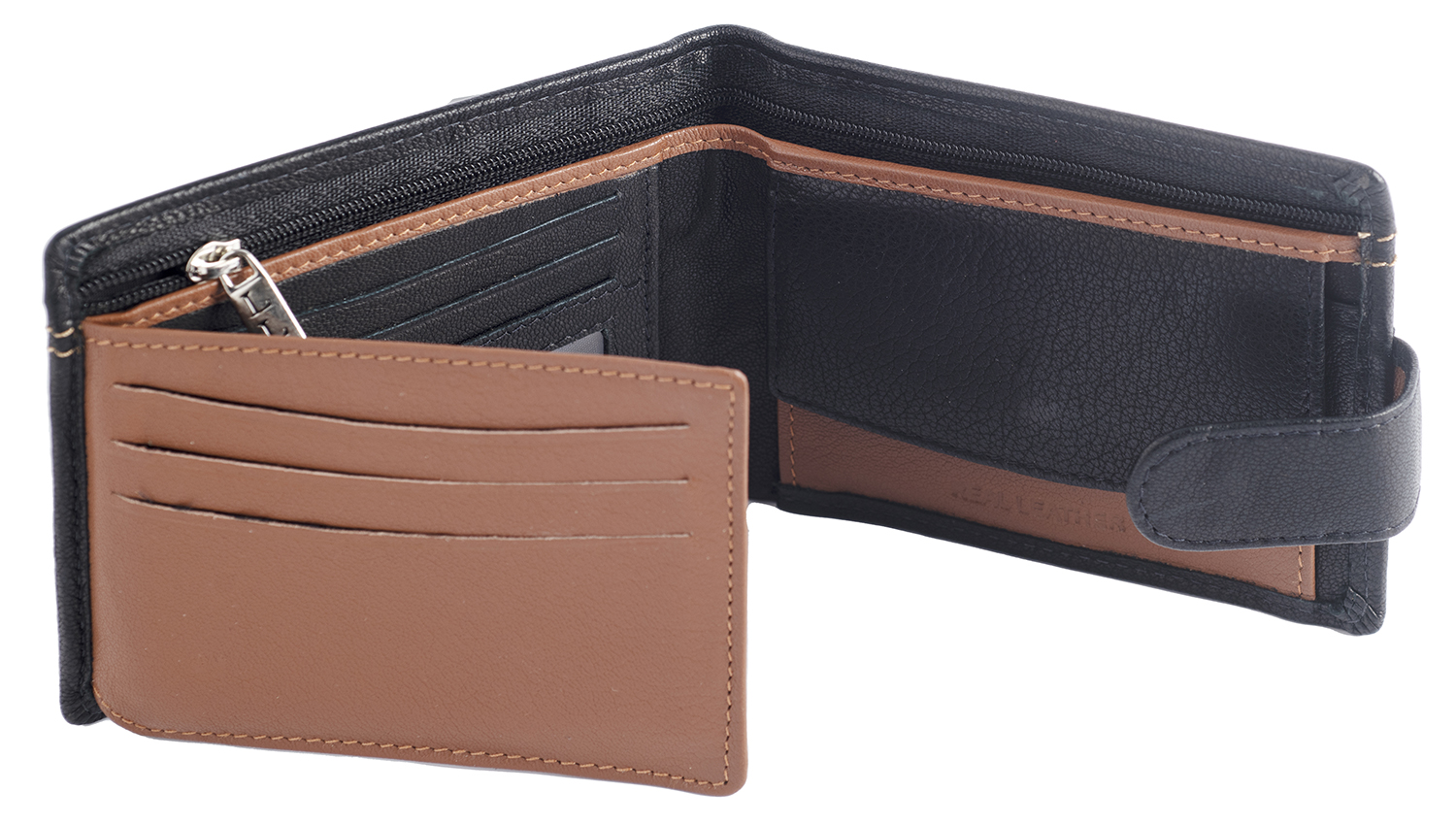 Billetera de Bloqueo RFID de Cuero de Lujo con Múltiples Ranuras para Tarjetas Para Hombre Negra Marrón - Imagen 8 de 10