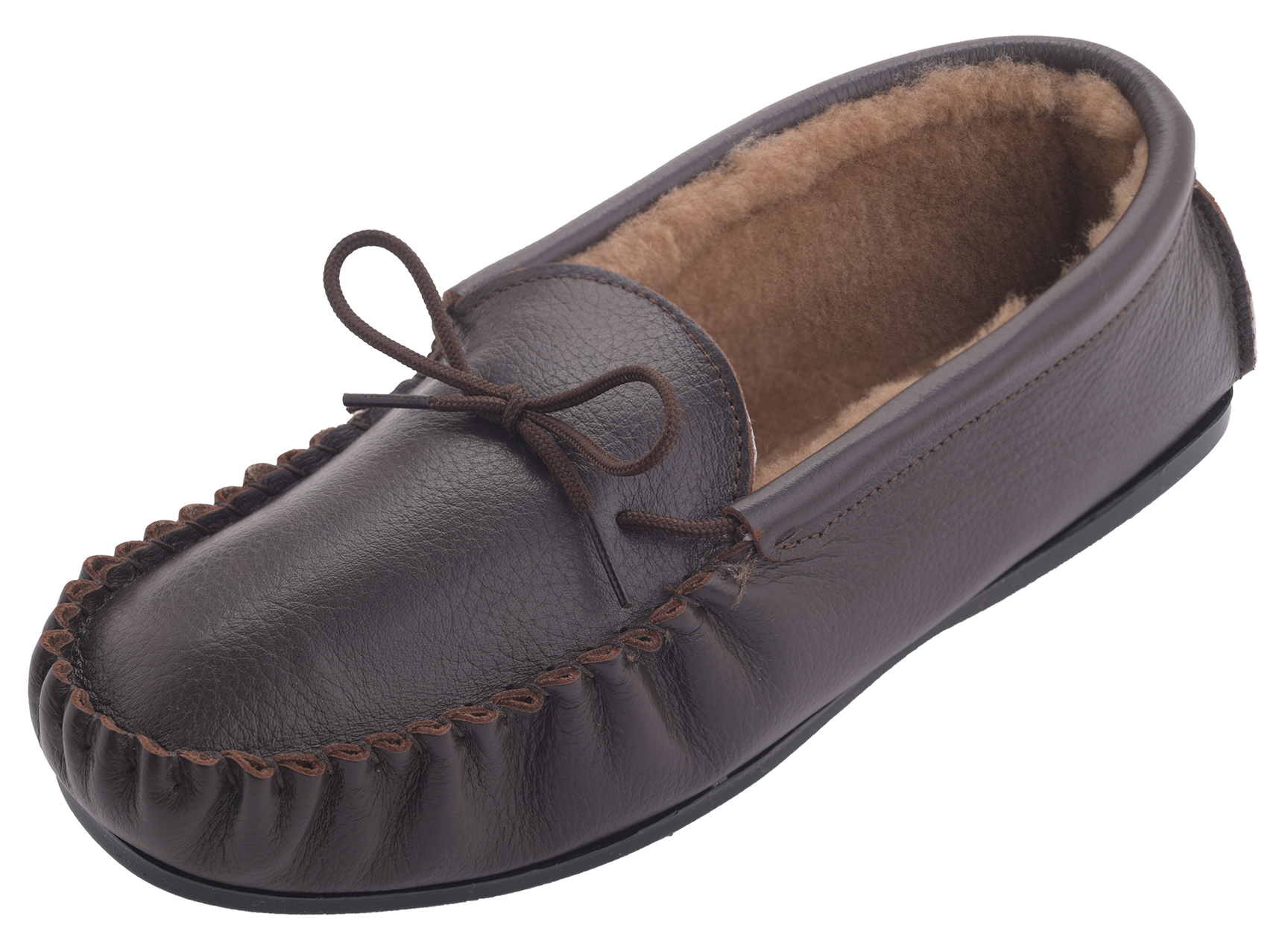Mens Leather Sheepskin Moccasin Slippers with Rubber Sole UK Made by ...