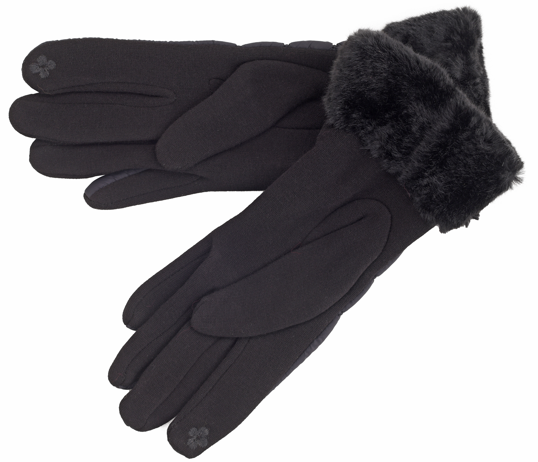 Ladies Winter Gloves with Faux Fur Cuff Soft Warm One Size Touch Screen