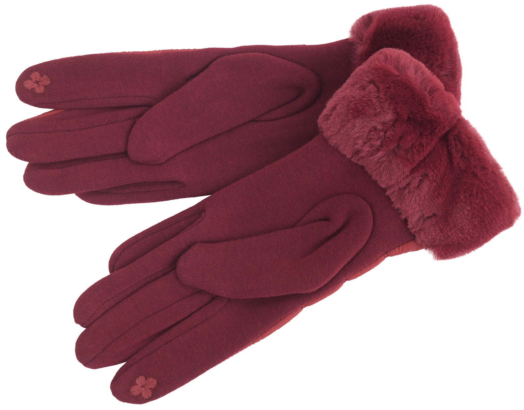 Ladies Winter Gloves with Faux Fur Cuff Soft Warm One Size Touch Screen