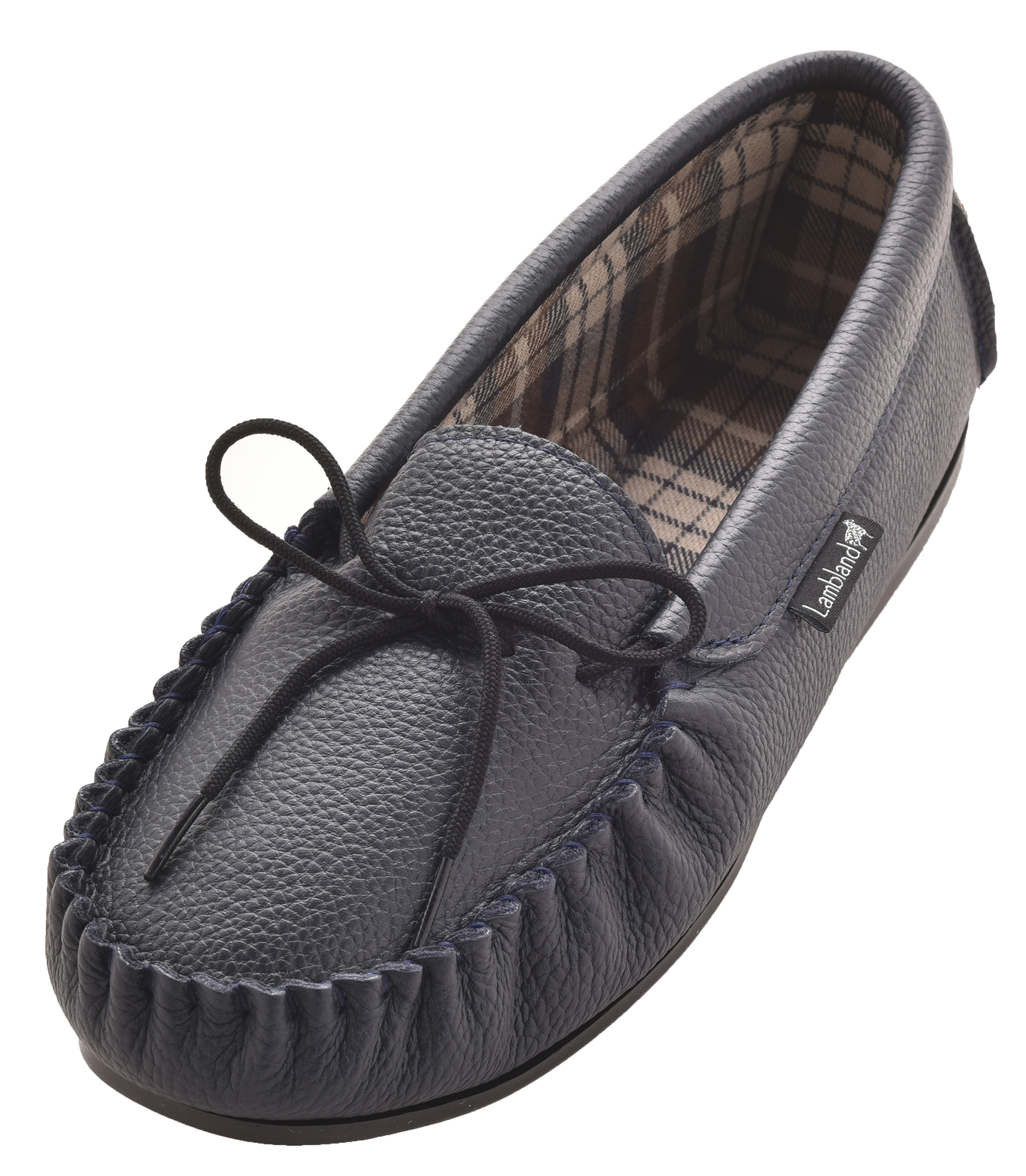 Men's Ladies UK Made Premium Cotton Lined Leather Moccasin Slippers