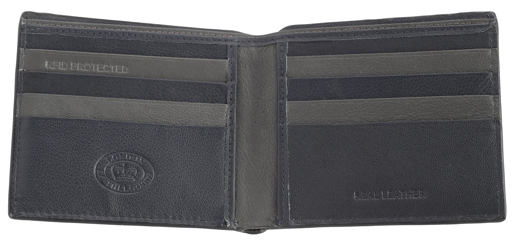 Mens Gents Genuine Leather Ultra Slim RFID Blocking Safe Two Tone Wallet Purse