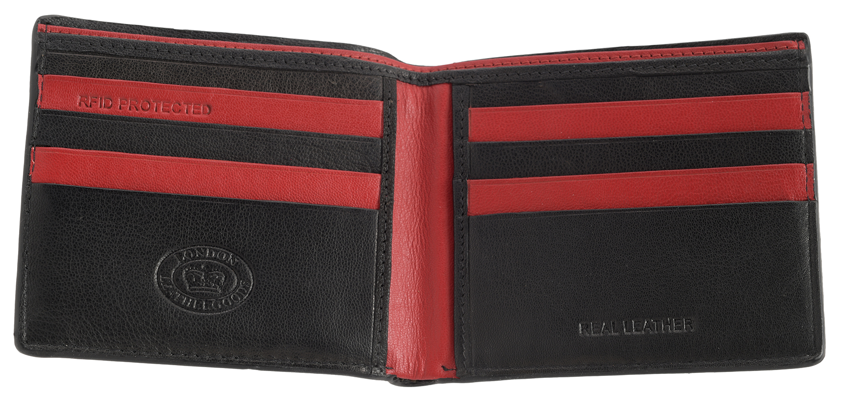 Mens Gents Genuine Leather Ultra Slim RFID Blocking Safe Two Tone Wallet Purse