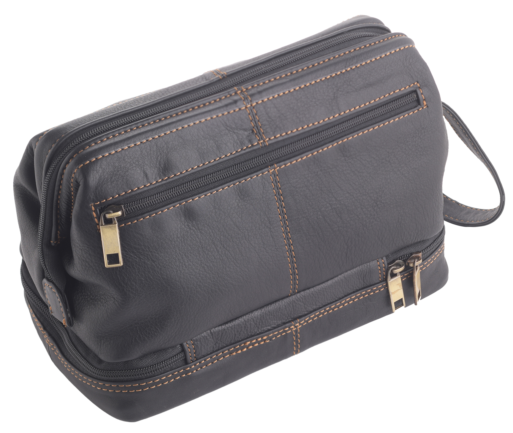 Details About Mens Womens Wide Opening Quality Leather Wash Toiletry Shaving Bag