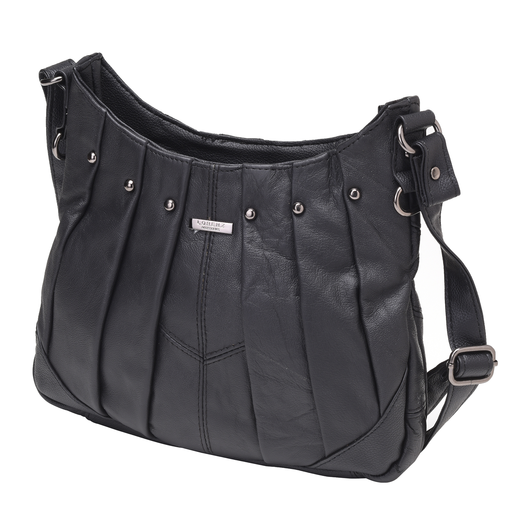 Black Small Leather Handbag Purse Across Body Travel Organiser Bag by Lorenz 