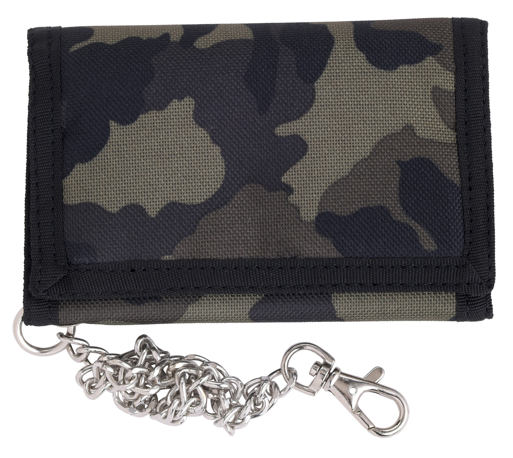 Men's Boys Camoflague Ripper Canvas Style Wallet with Safety Chain Purse - Picture 8 of 9