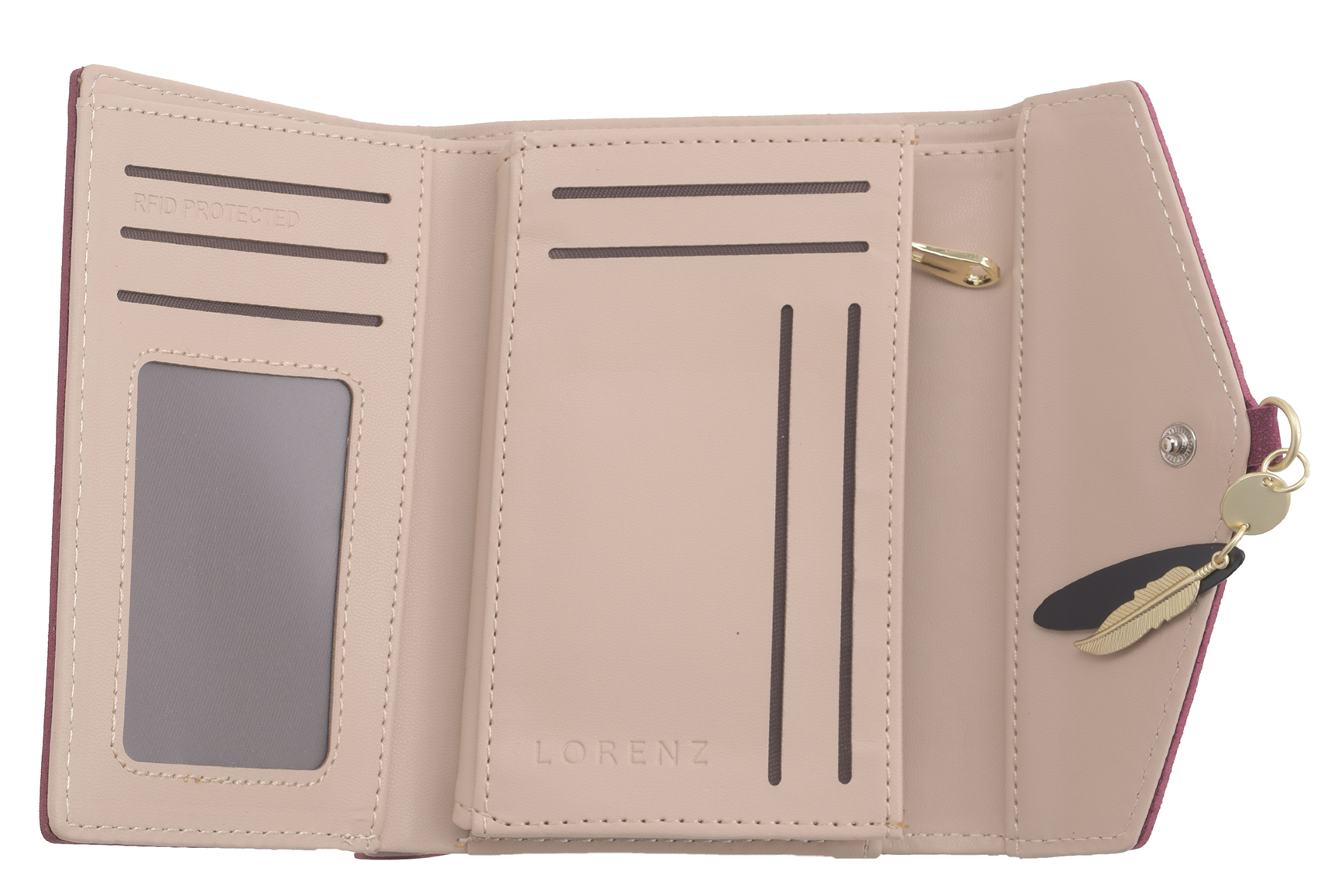 Ladies Large Soft RFID Blocking Faux Leather Suede Large Trifold Purse Wallet