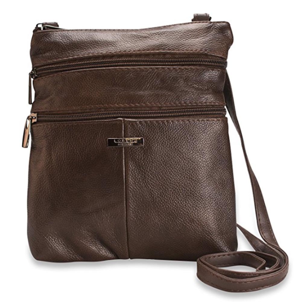 Women's 5 Zip Handbag Genuine Leather Small Compact Cross Body Shoulder ...