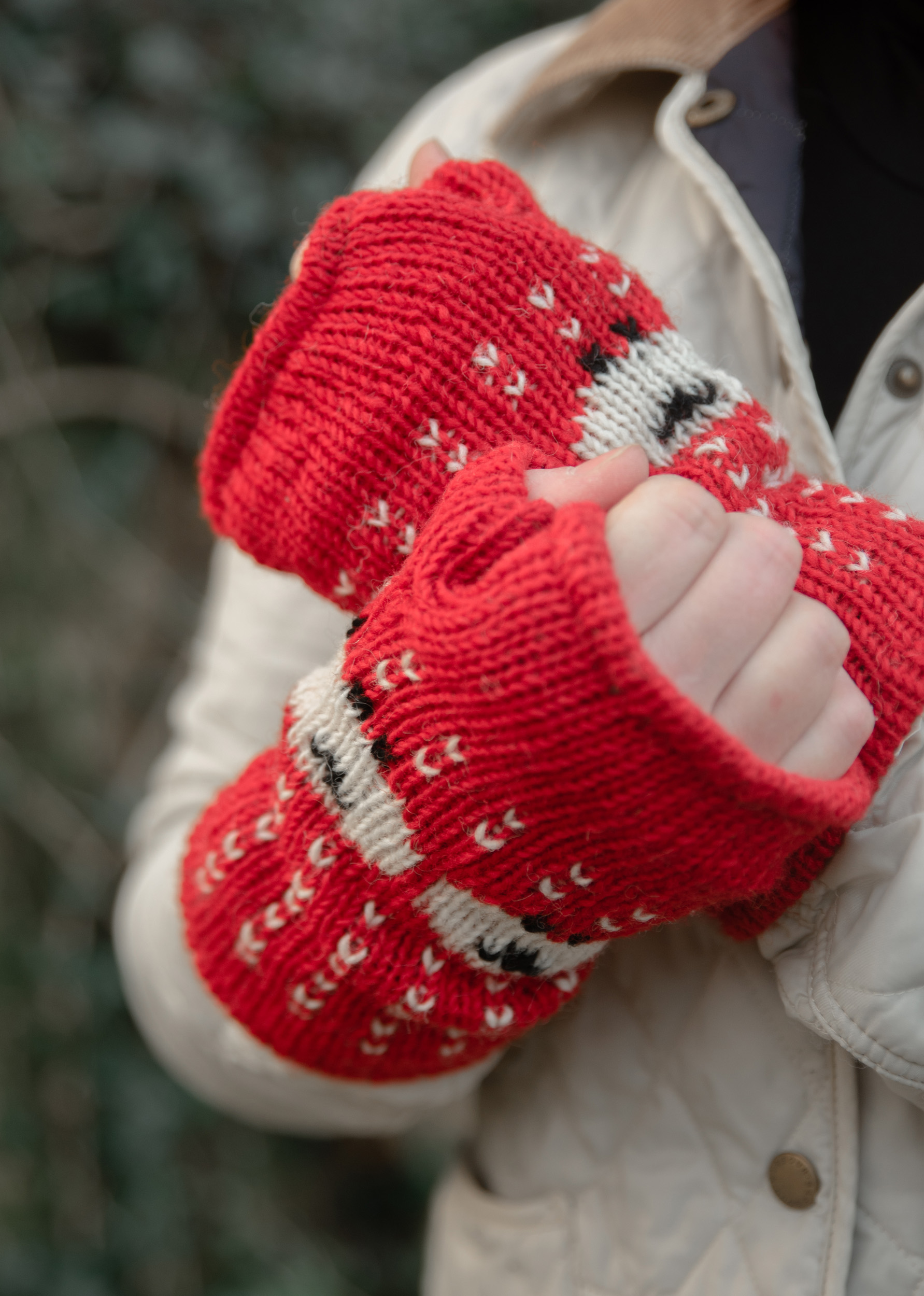 Homemade Hand Knitted Wrist Warmers/uk/mens Fingerless Gloves