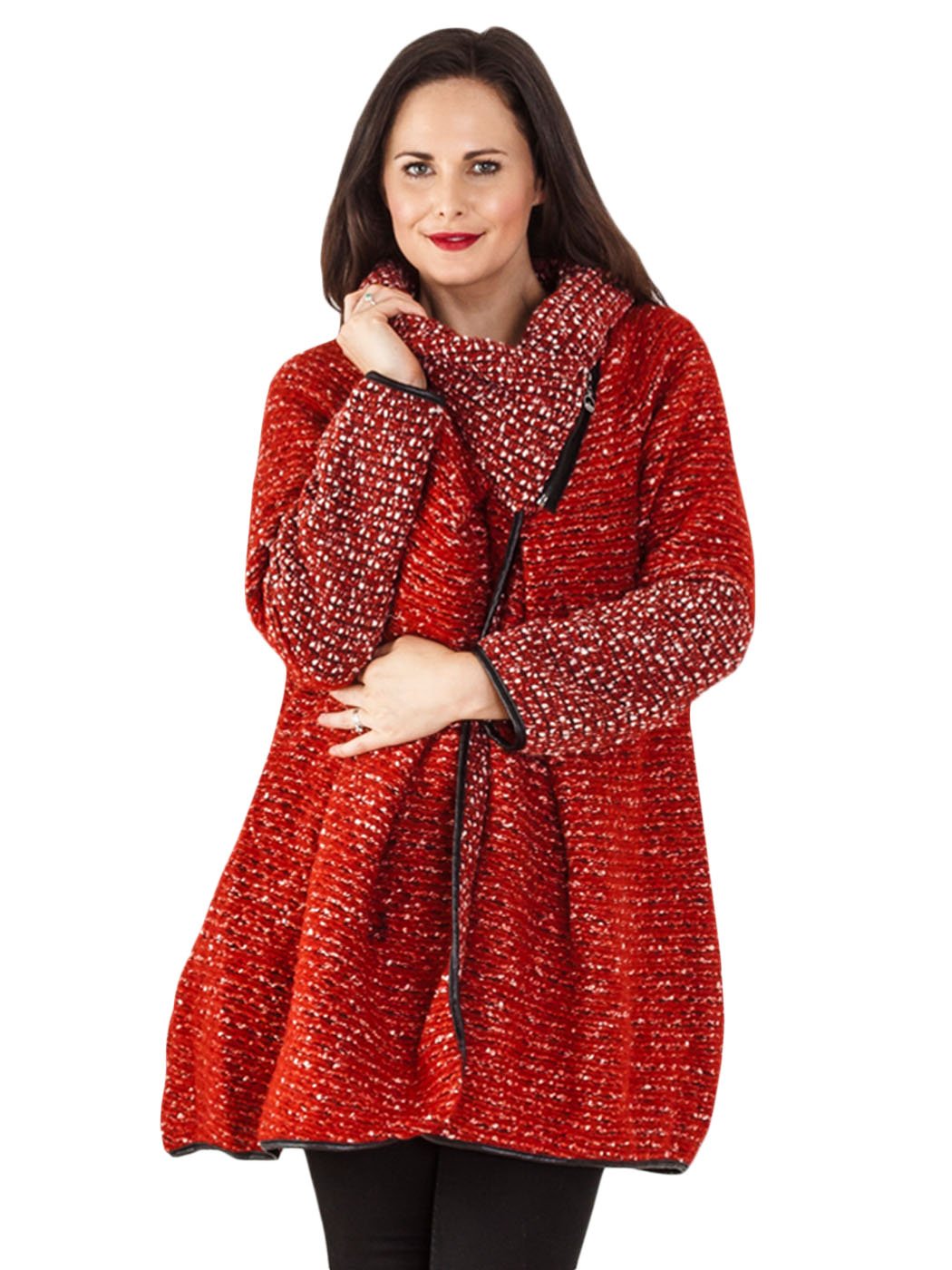 Womens Italian Cocoon Wool Knitted Quirky Lagenlook Coat