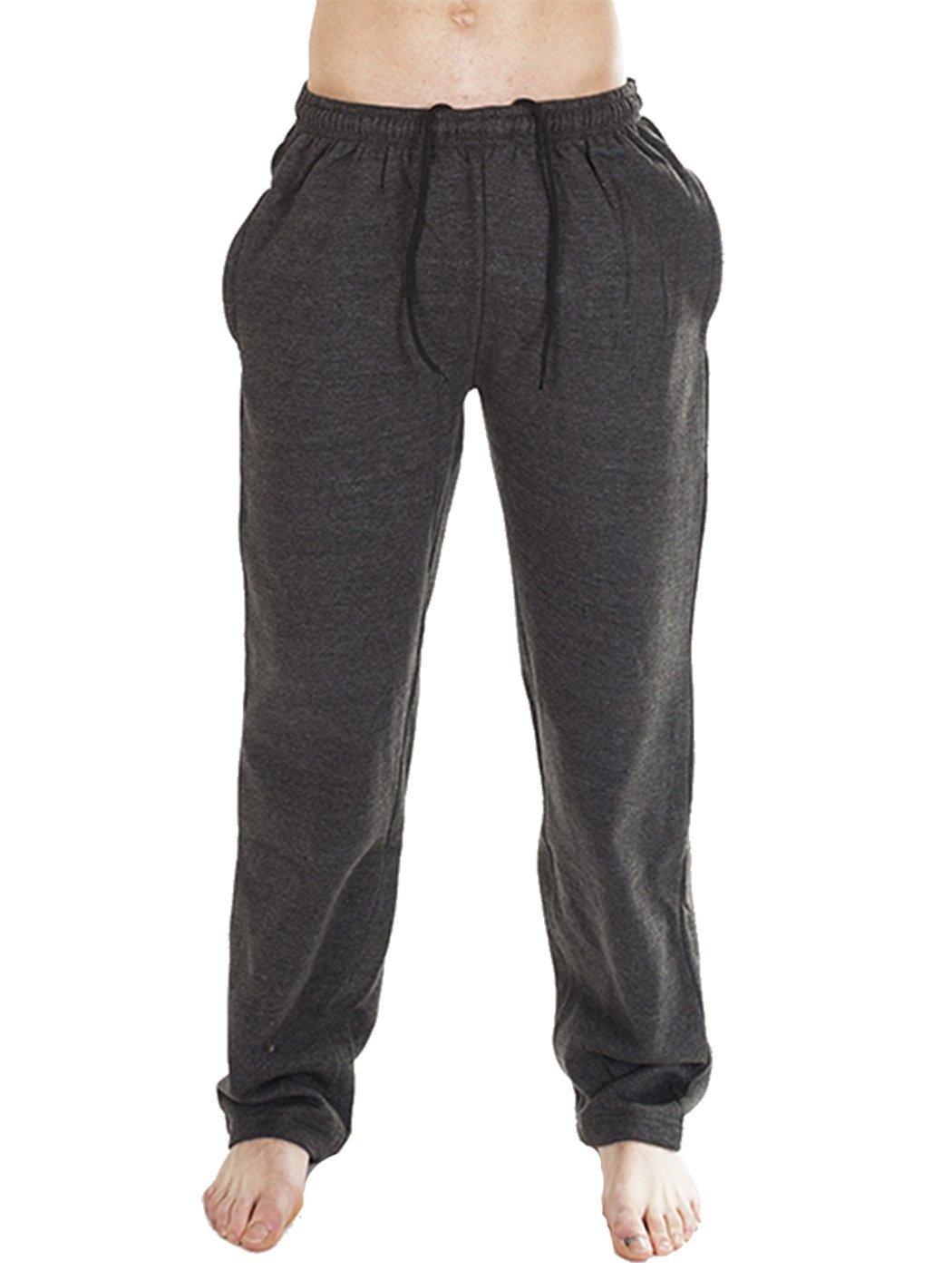 Mens Trouser Jogging Fleece Bottom Sweatpants Gym Tracksuit Open Hem Loose Fit