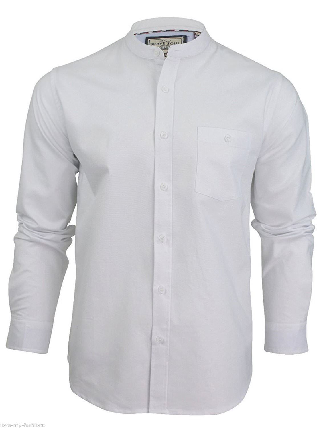 Mens Casual brave soul Mandarin Collar Long Sleeves Shirts ButtonUp Slim Fit Top