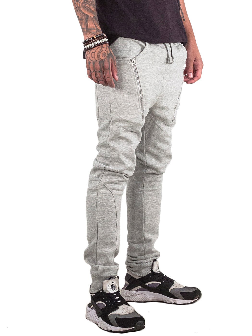 mens skinny joggers with zip pockets