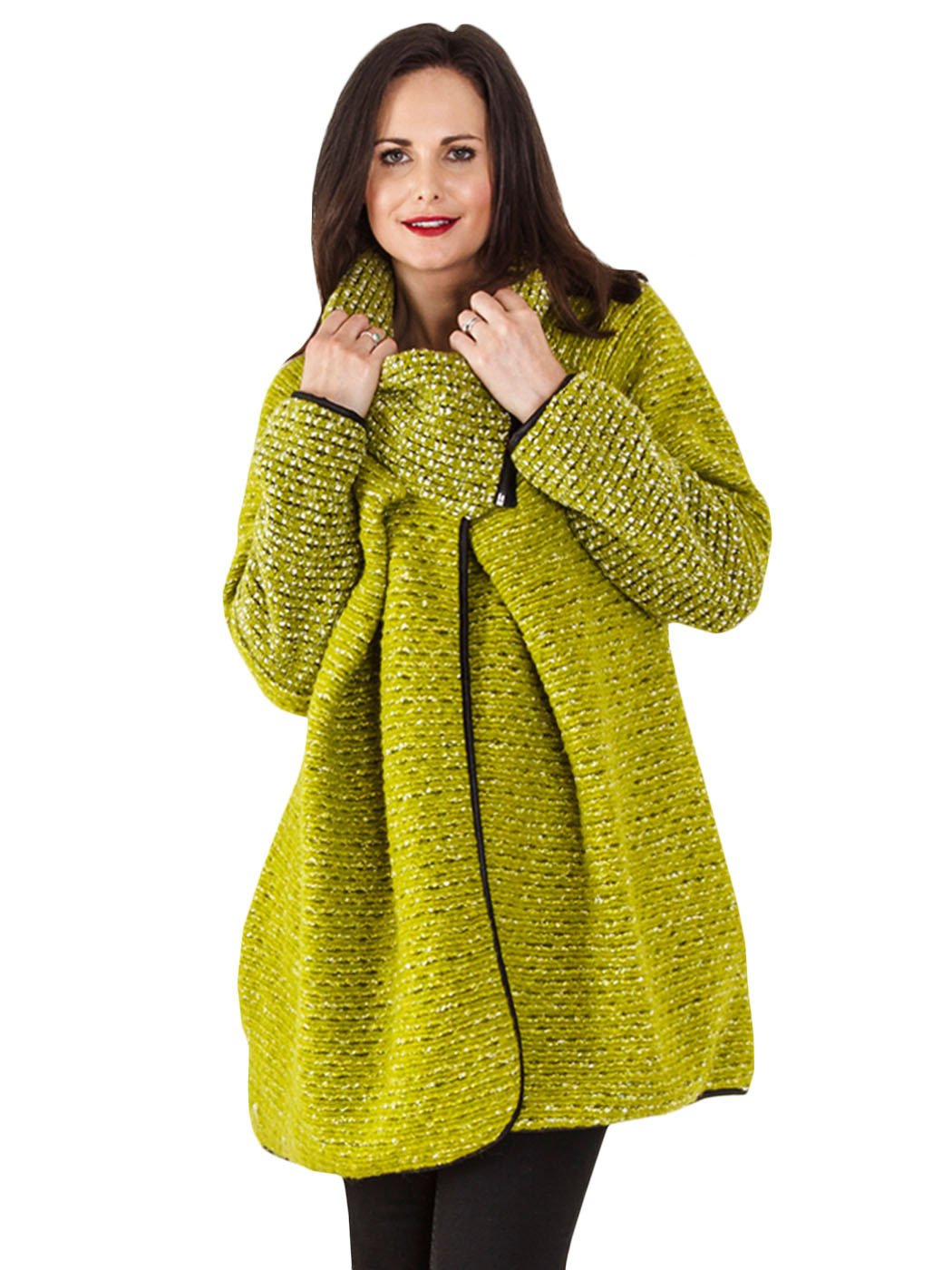 New Womens Italian Lagenlook Cape Winter Knitted Jacket Coat Plus Size ...