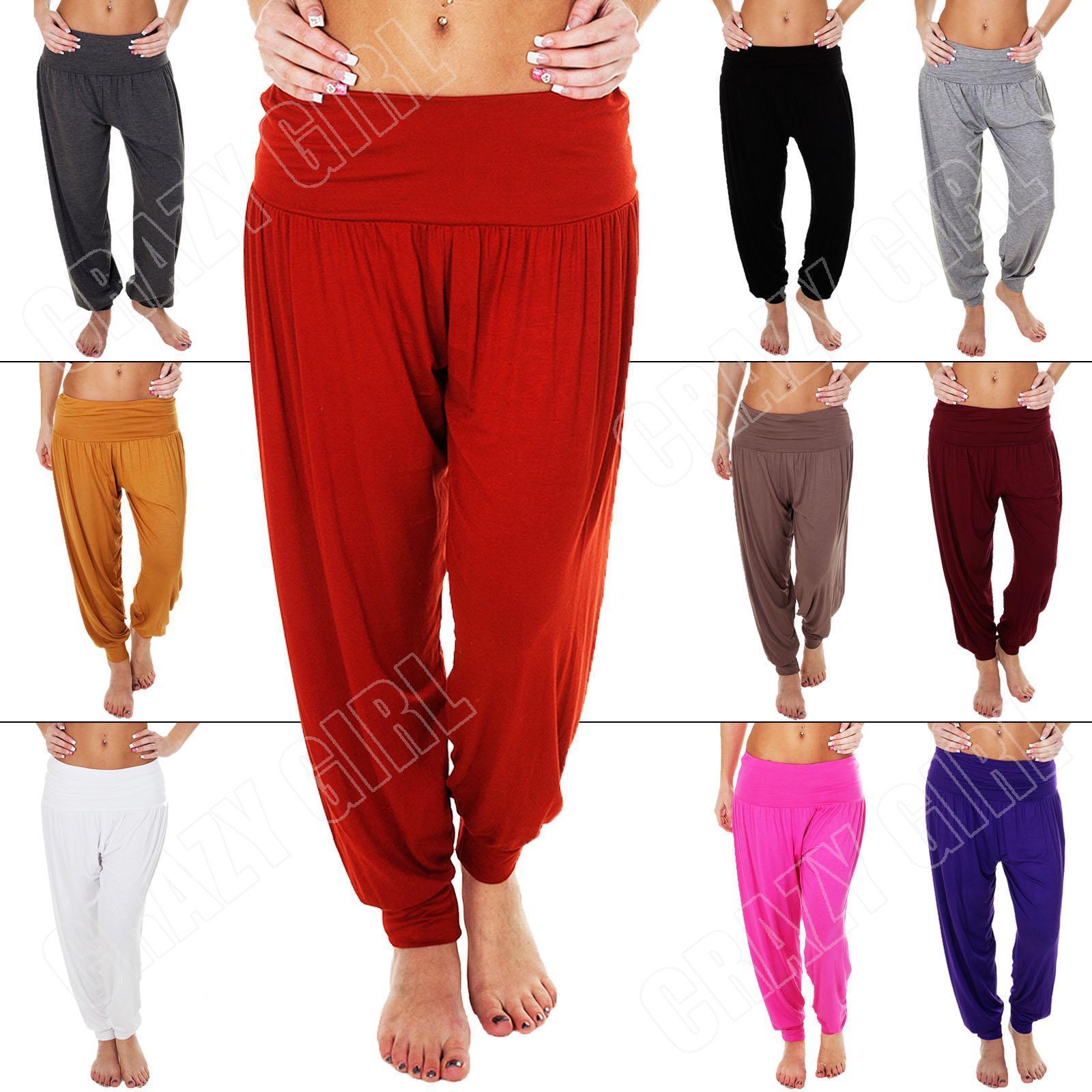 New Ladies Womens Ali Baba Hareem Pants Harem Plain Trousers Plus Size S M L XL