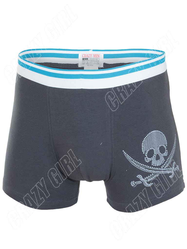 Mens Cotton Boxer Shorts Skull Cross Bones Print Trunks Briefs Boxers ...