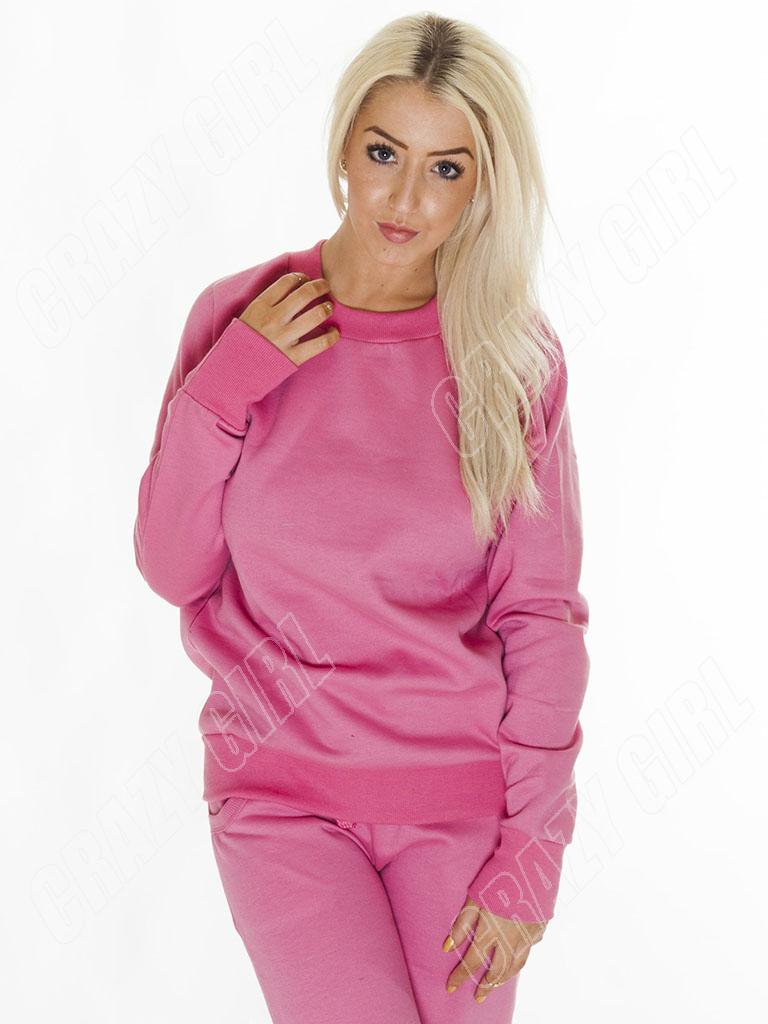 New Womens Ladies Plain Gym Sweatshirt Tracksuit Jumper Top Size S M 8