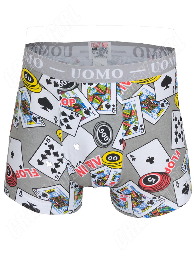 Mens Boxer Shorts Poker Cards Chips Print Boxers Underwear Half Pants ...