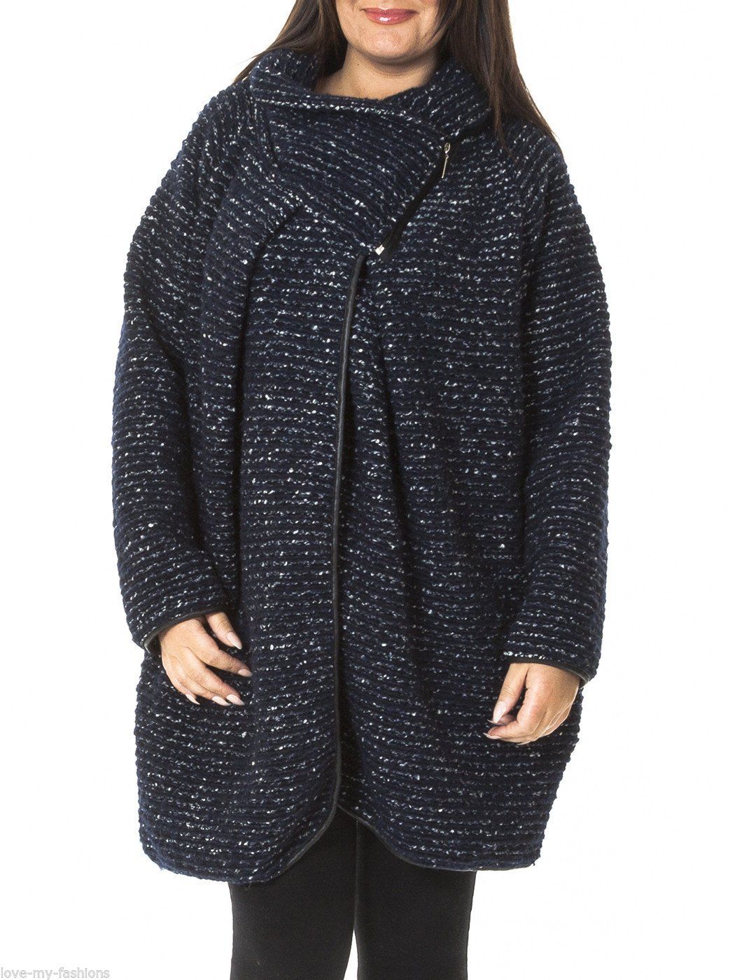 Womens Italian Lagenlook Cape Winter Knitted Ladies Jacket Warm Coat ...