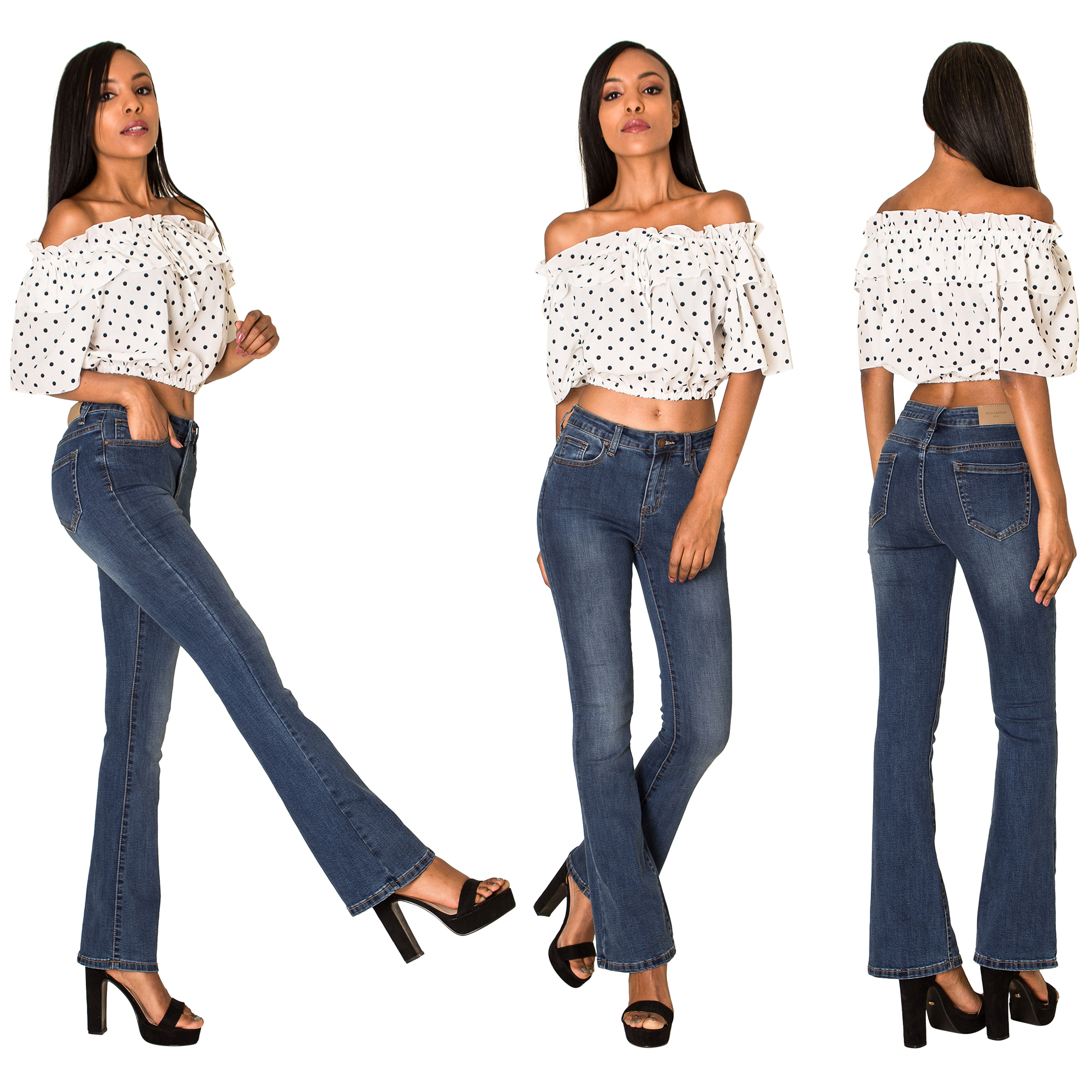 Womens Bootcut Denim Pants Flared Jeans Ladies Casual Flare Trousers Size 8-16 | eBay