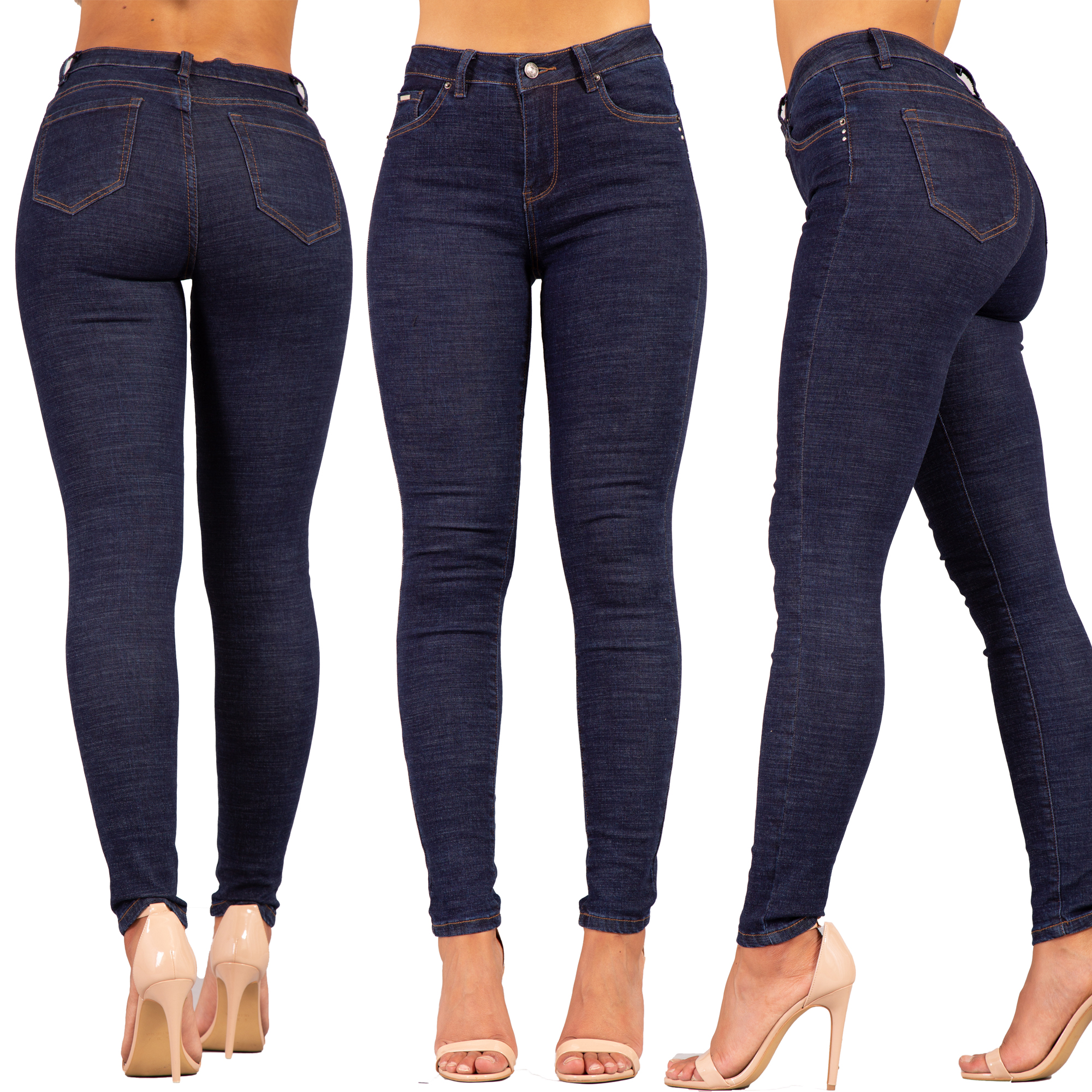 women's blue high waisted skinny jeans