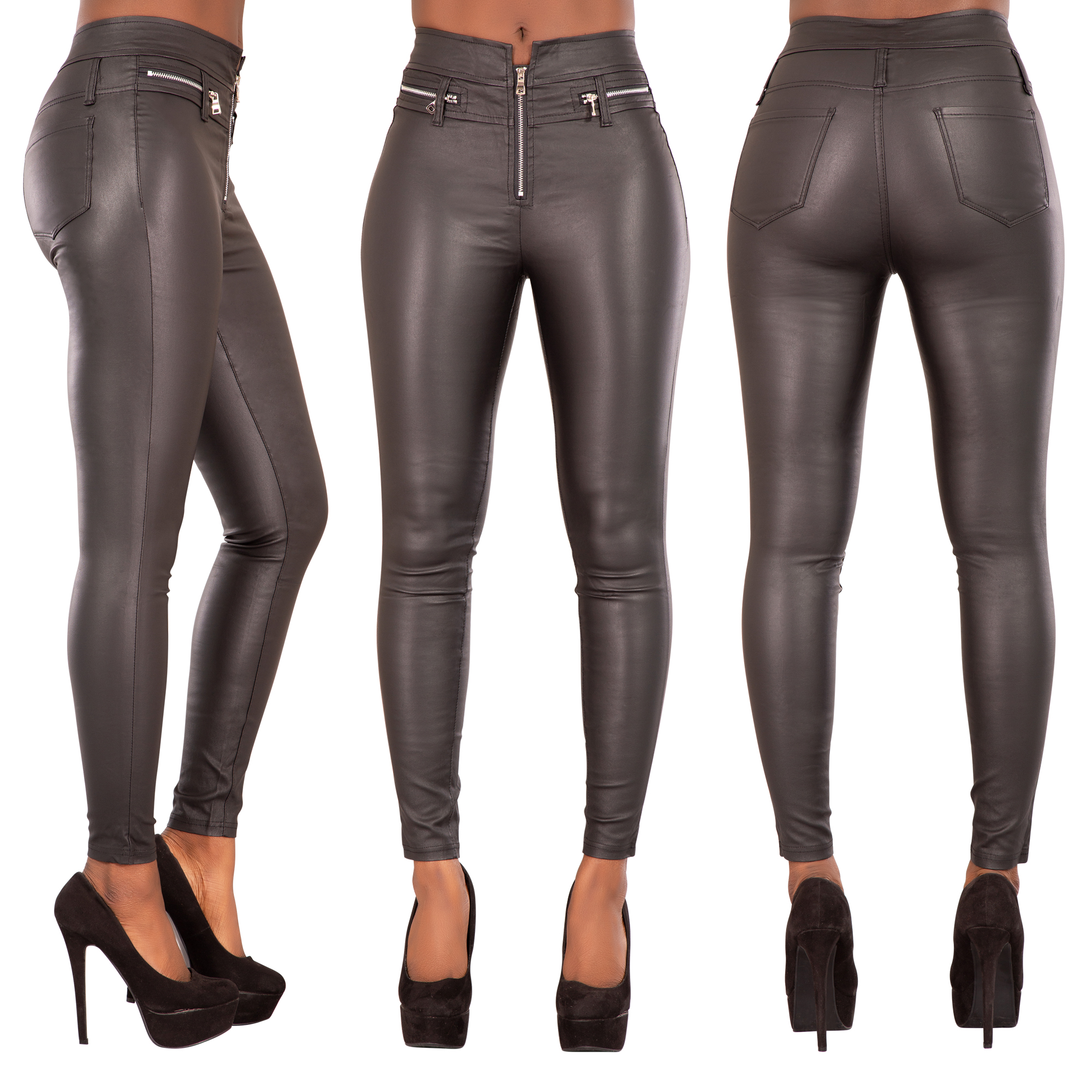 leather look trousers long leg