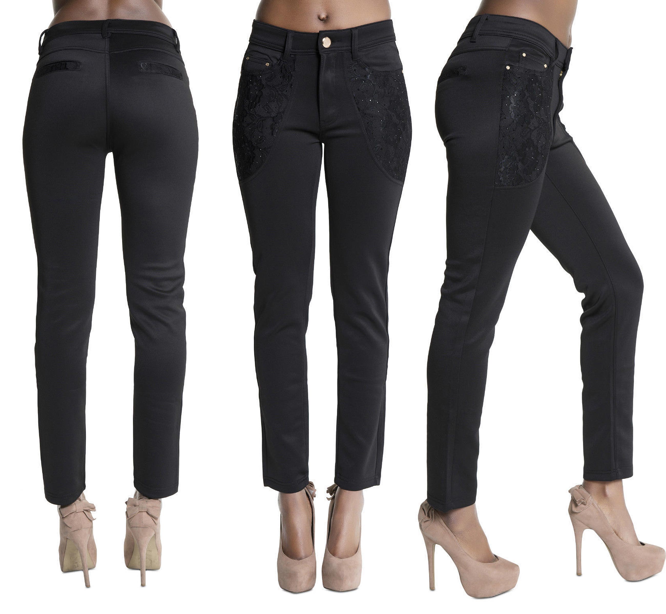 black skinny fit trousers womens