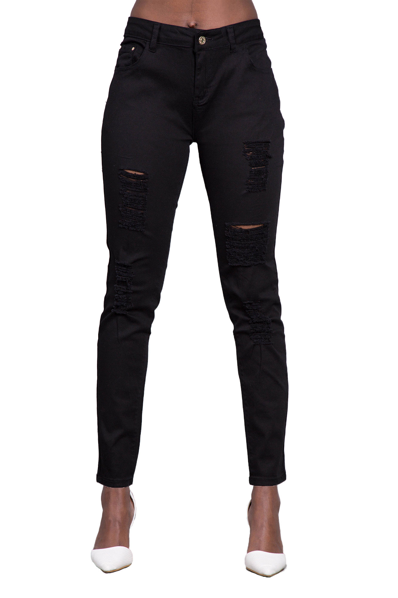 Womens Ladies Black High Waist Plus Size Ripped Stretchy Jeans UK 14 16 ...