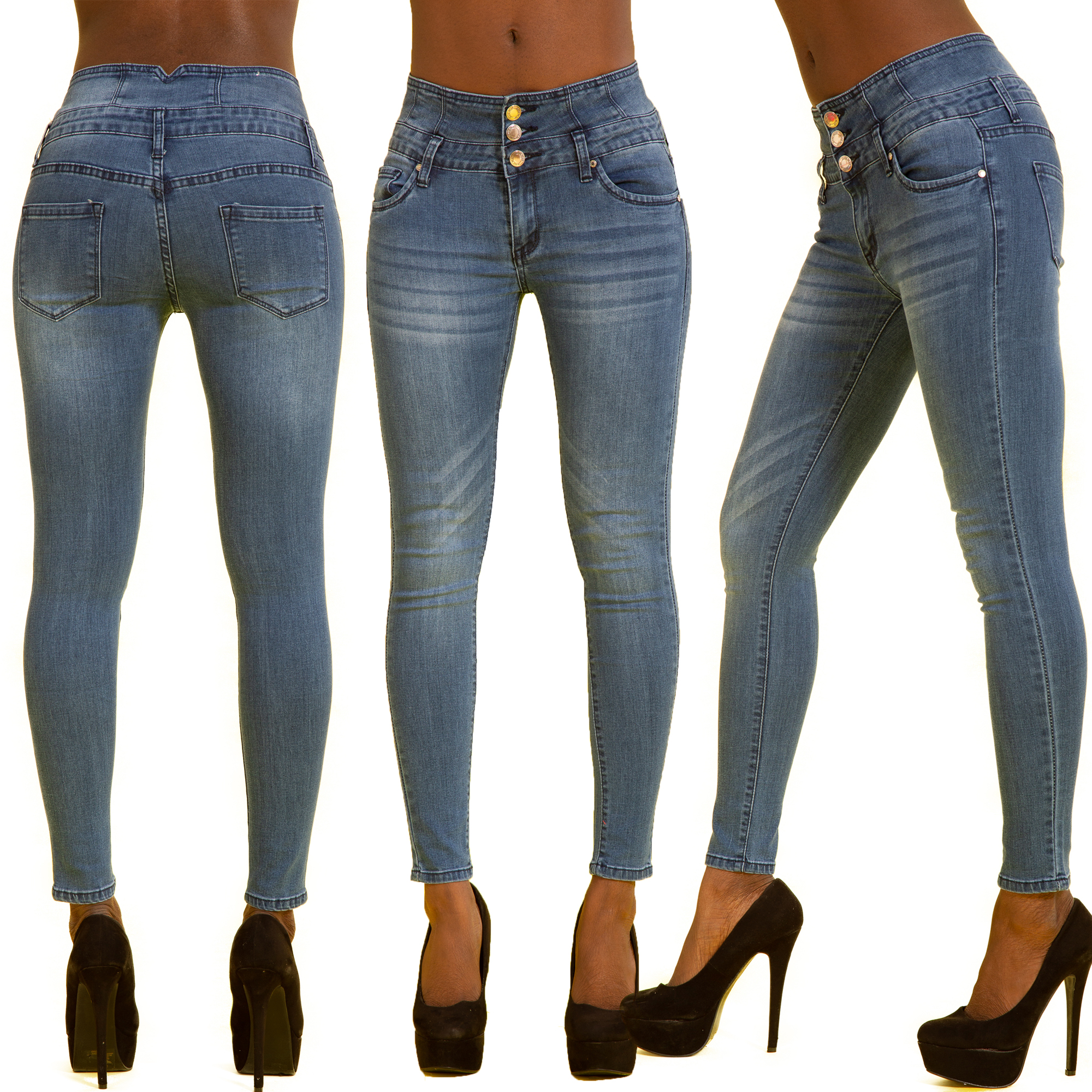 women's 3 button jeans