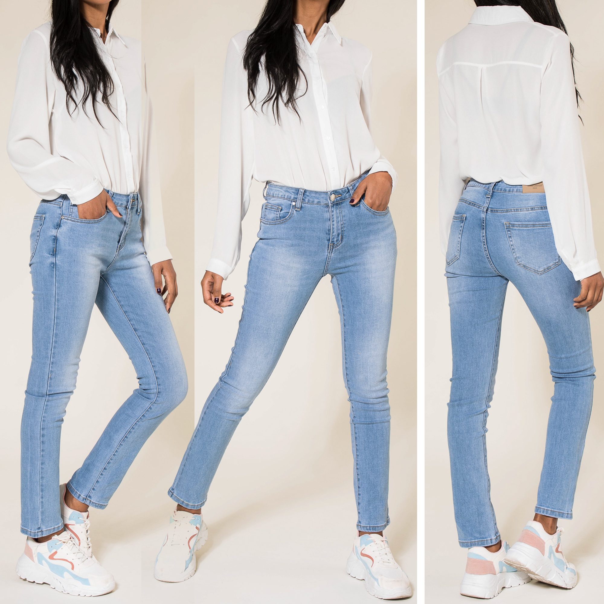 Ladies Faded Blue Denim Straight Leg Jeans size 6 8 10 12 14 16 | eBay