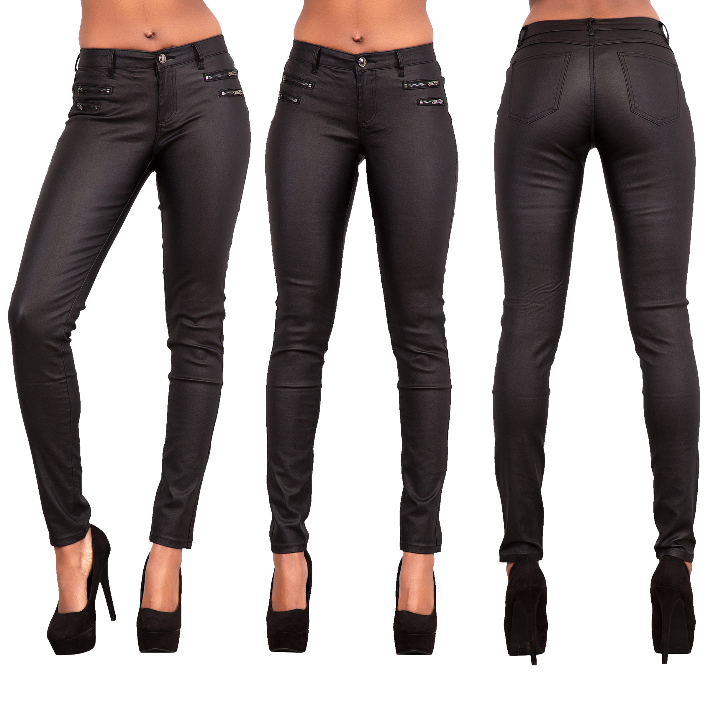 womens leather look jeans