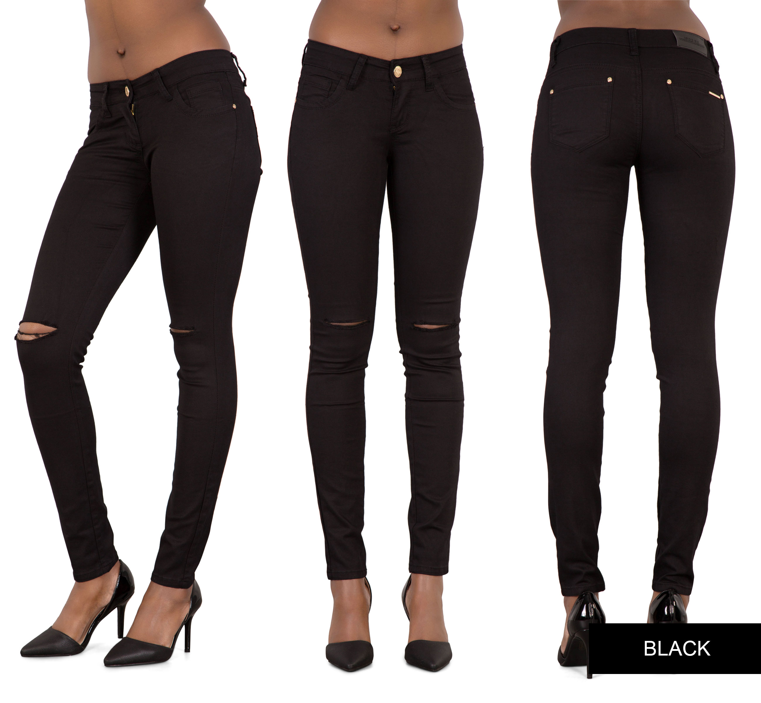 Women Ripped Knee Sexy Skinny Jeans Womens High Waisted Jegging 6 8 10 ...