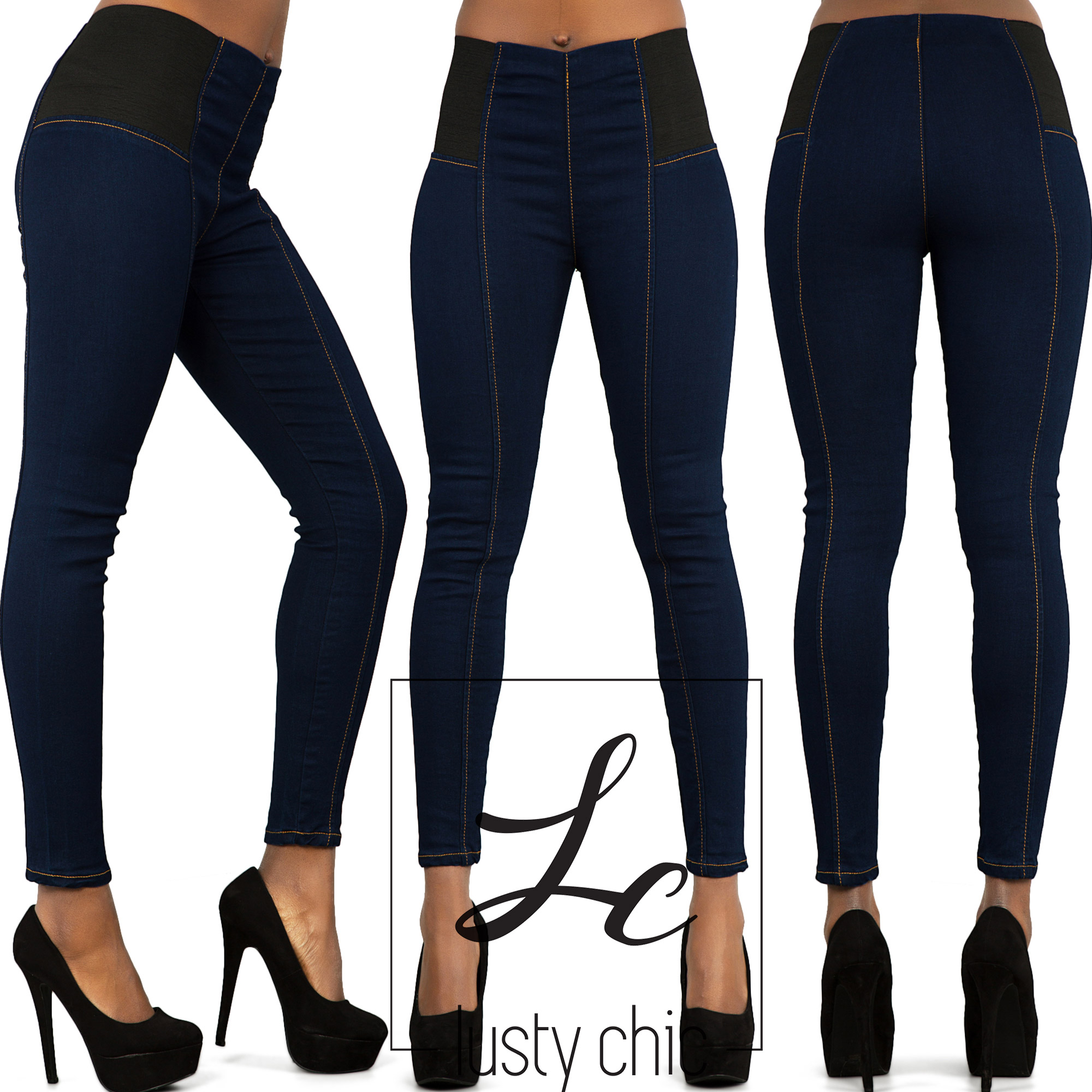 ladies high waisted stretch jeans