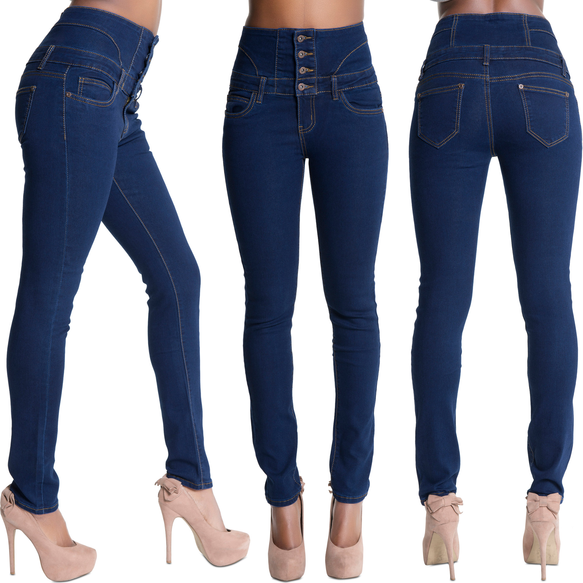 Womens High Waisted Sexy Skinny Fit Jeans Ladies Stretch Denim Jegging ...