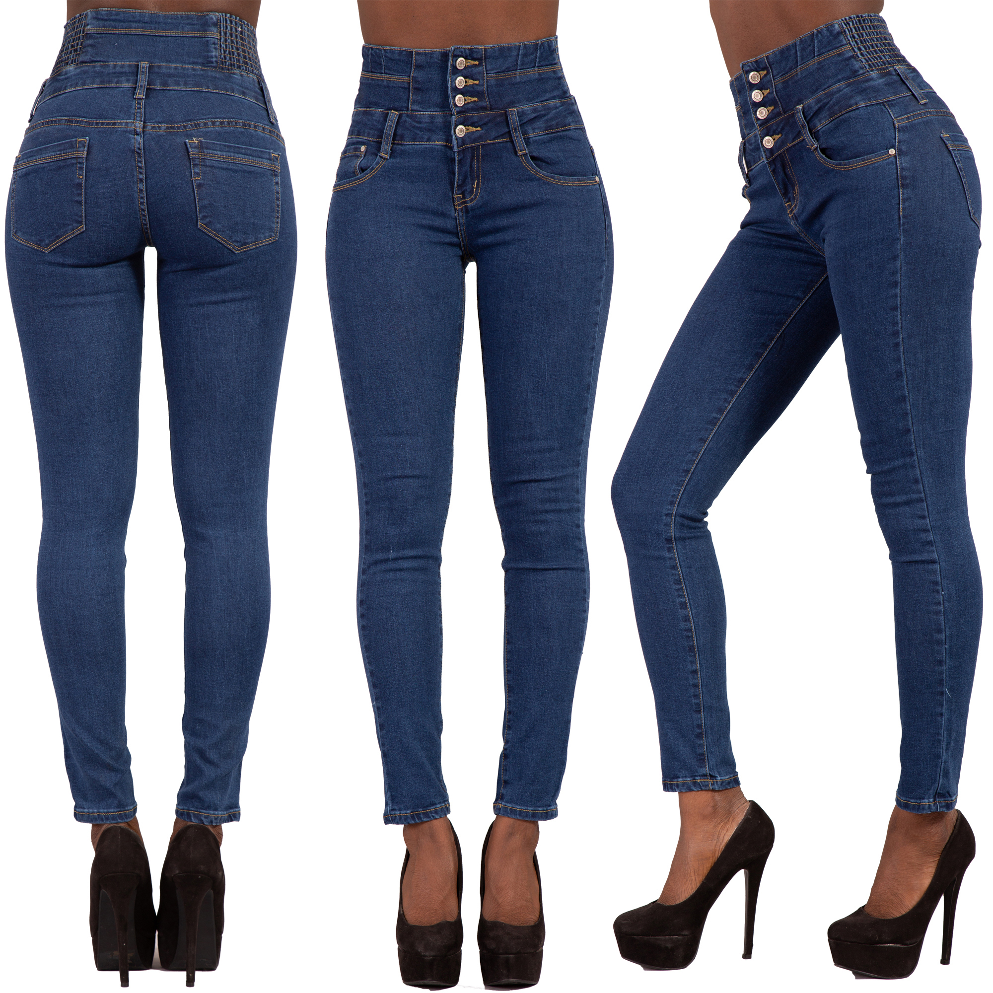 WOMENS HIGH WAIST PLUS SIZE SKINNY JEANS LADIES JEGGINGS PANTS size 10 ...