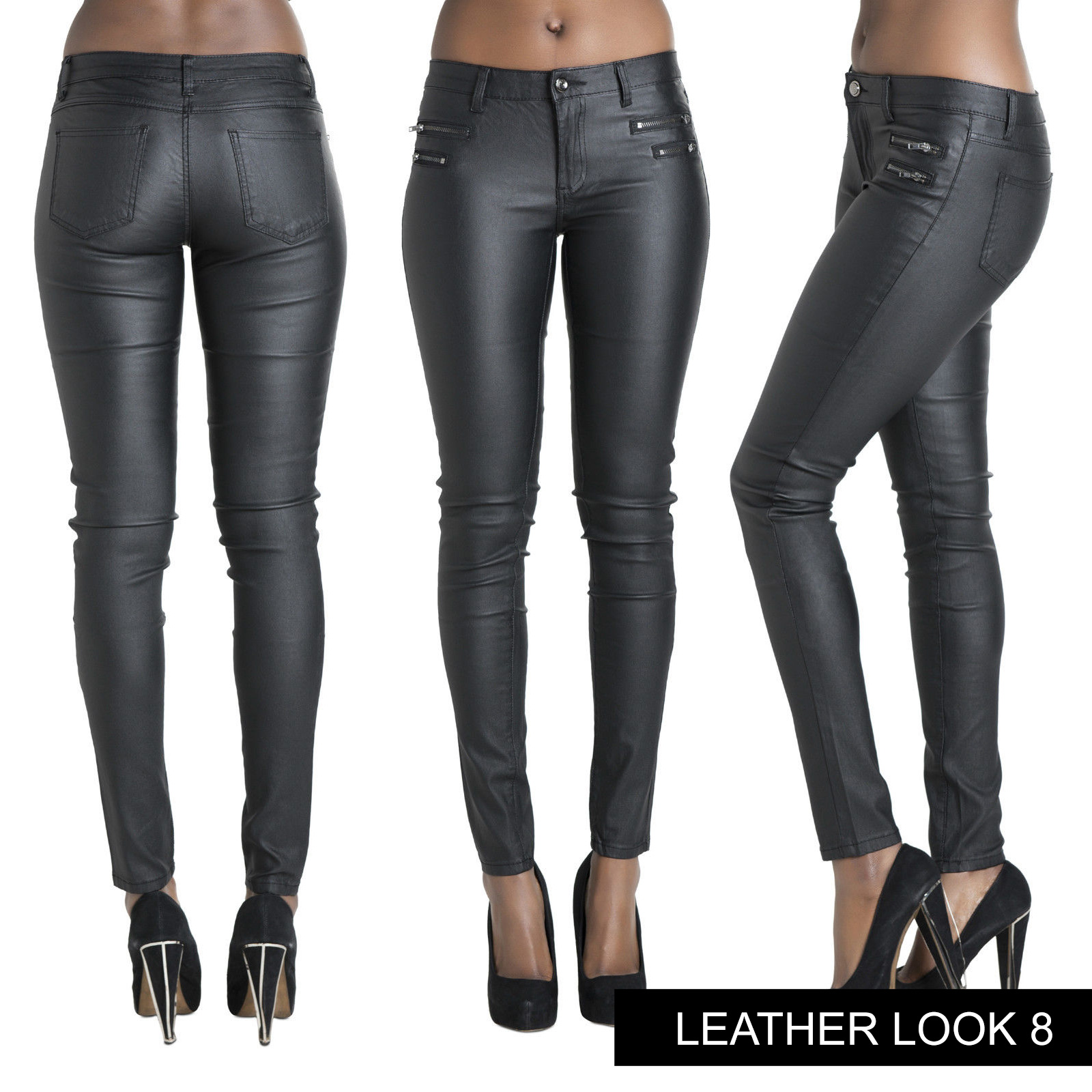 leather look jeans