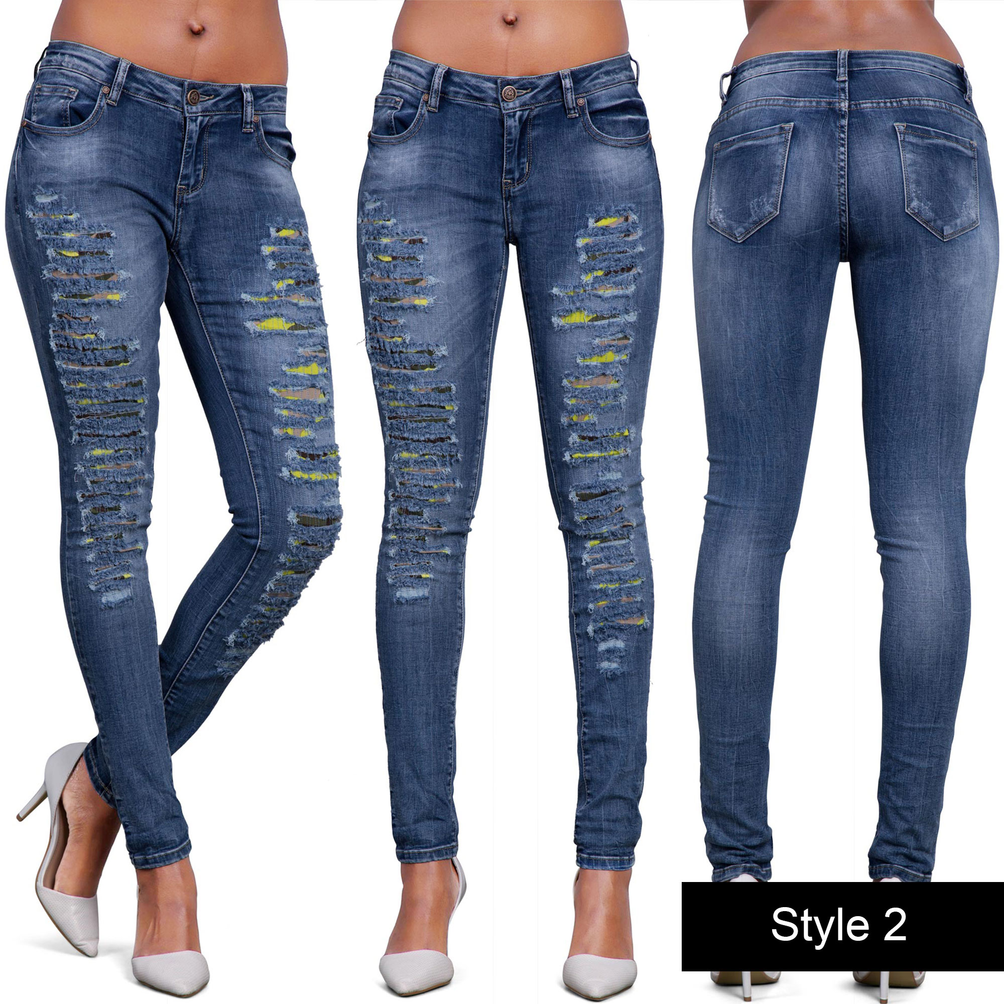 Women Sexy Camouflage Army Print Stretch Ripped Skinny Jeans Trousers ...