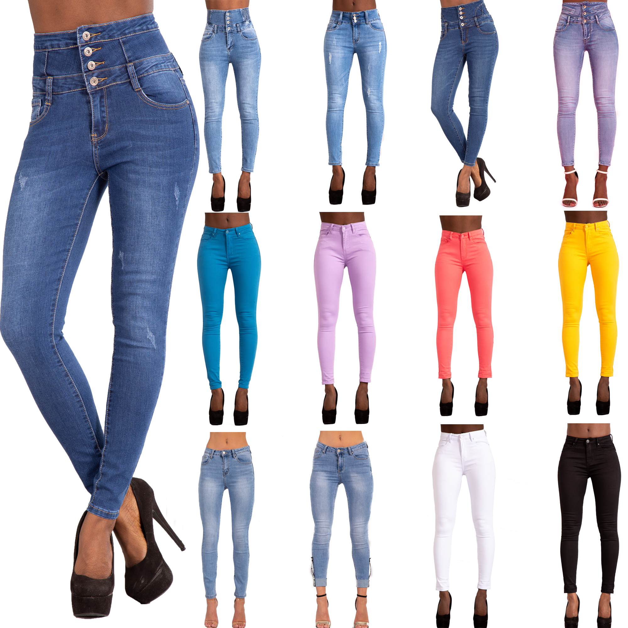 Womens Ladies Stretch Ripped Slim Fit Skinny Denim Jeans Size  6 8 10 12 14 16