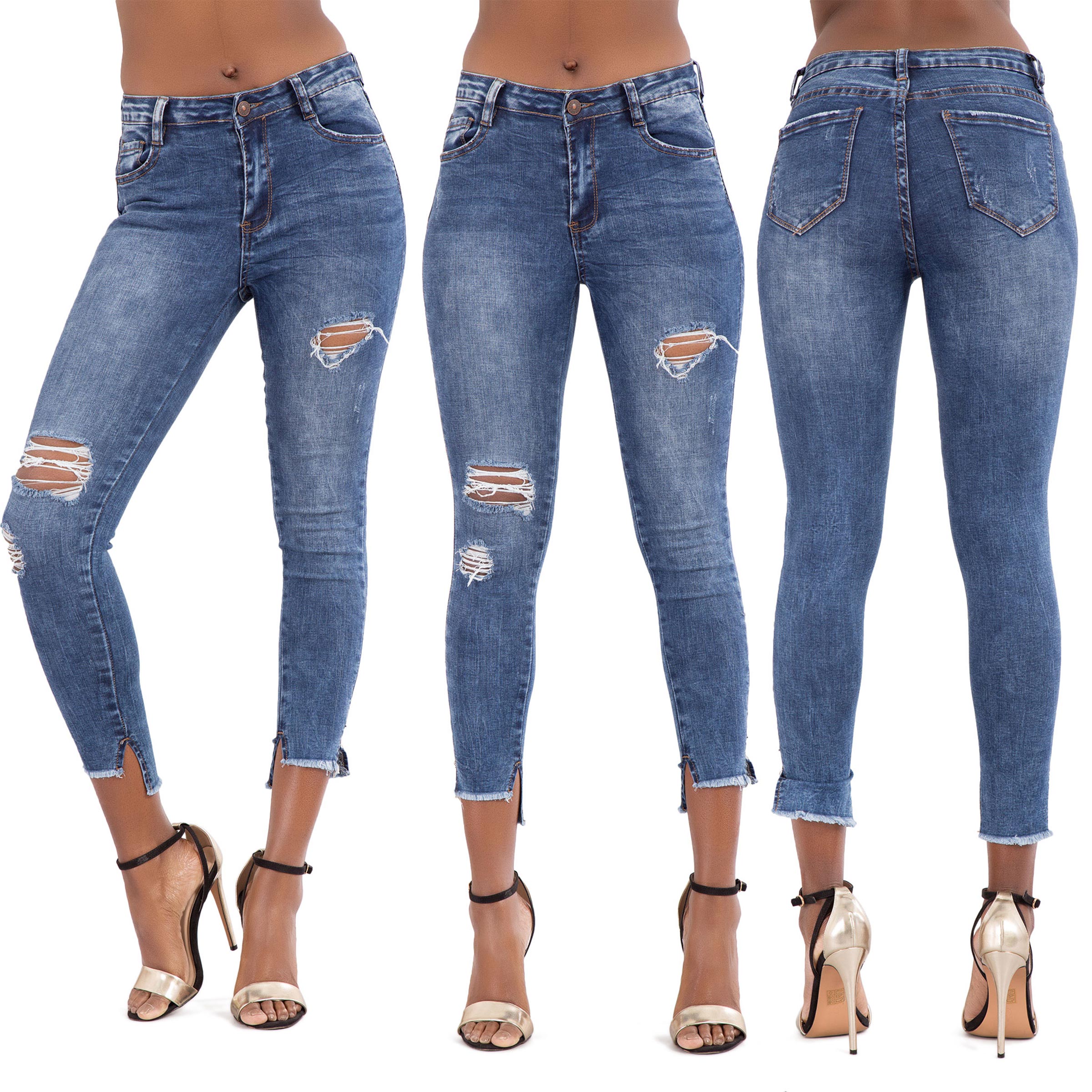 NEW WOMENS LADIES SKINNY FIT RIPPED JEANS FADED STRETCHY DENIM SIZE 6 ...