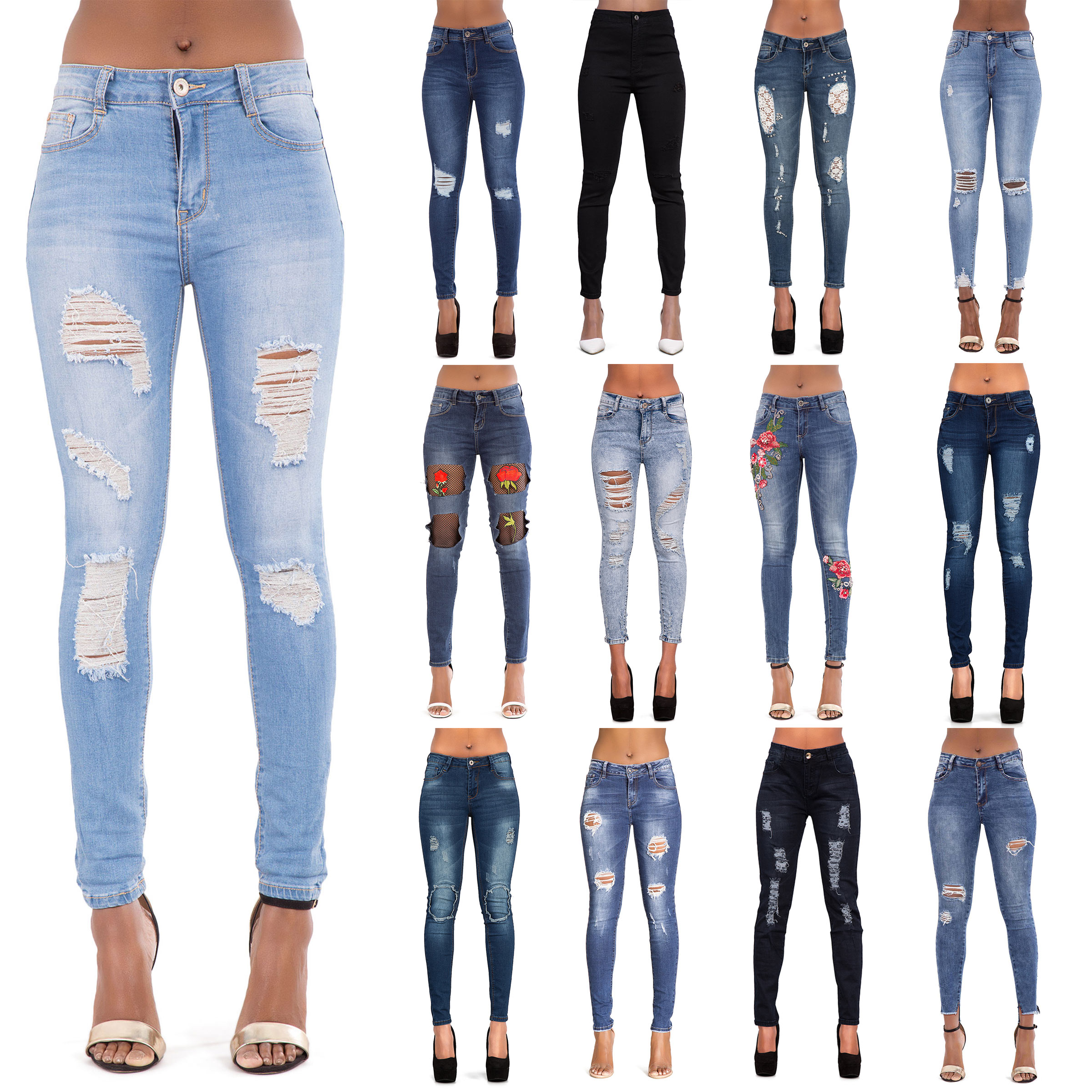 skinny fit ripped jeans