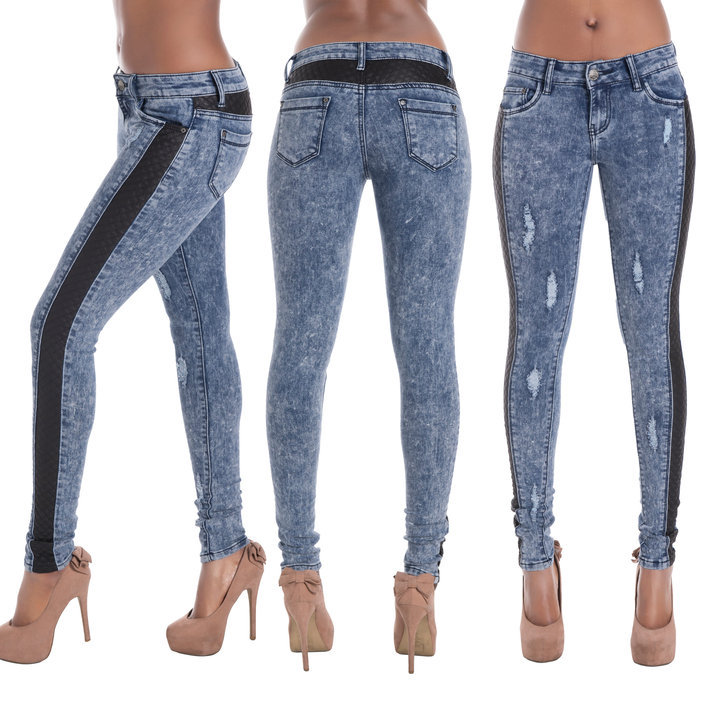 NEW Ladies Womens Faded Denim Blue Skinny Jeans Slim Fit Stretch Pants ...