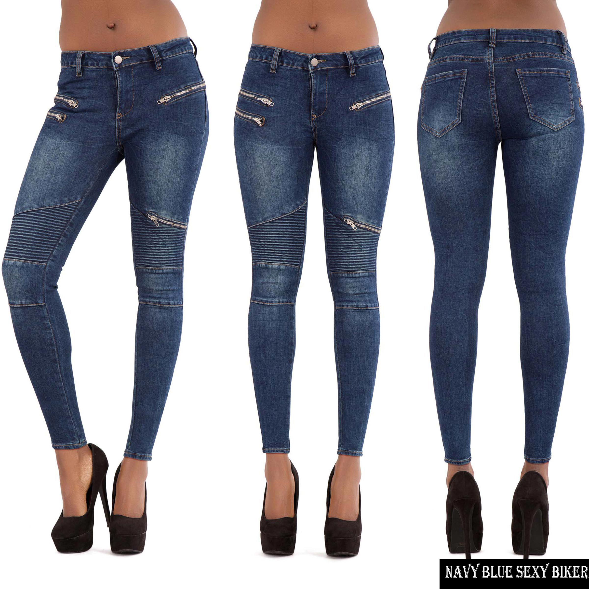 New Ladies Womens Faded Denim Blue Skinny Jeans Slim Fit Stretch Pants