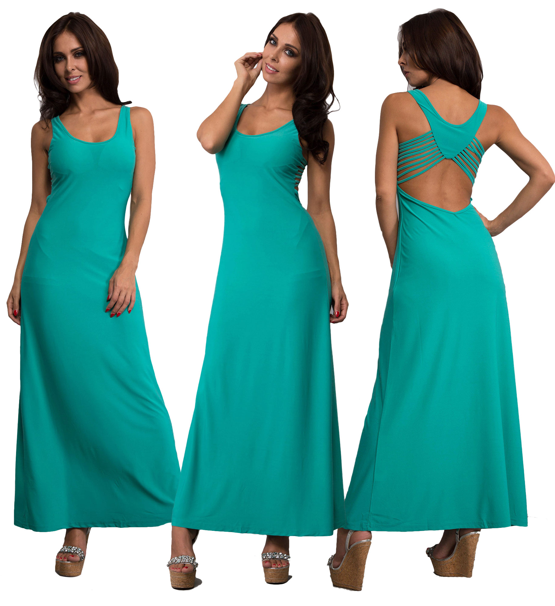 New Womens Ladies Long Maxi Dress Strappy Beach Evening Summer Size 8 ...