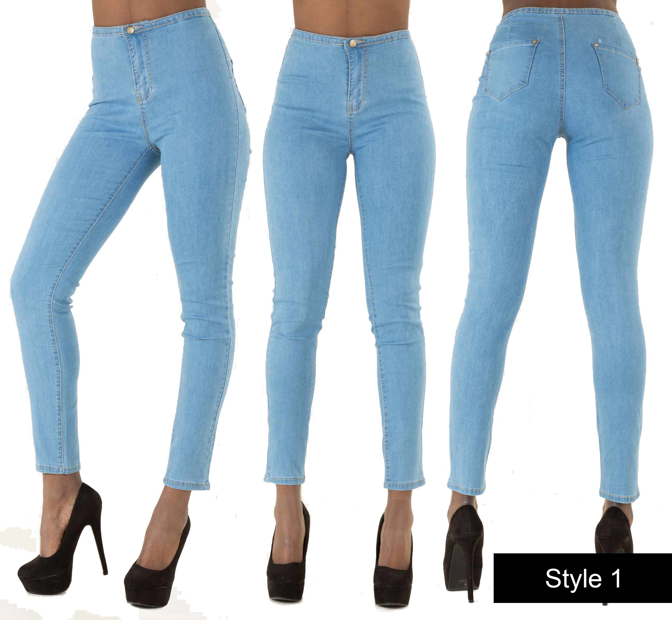 Ladies Ripped Sexy Skinny Jeans Womens High Waist Jegging Plus Size 8 ...