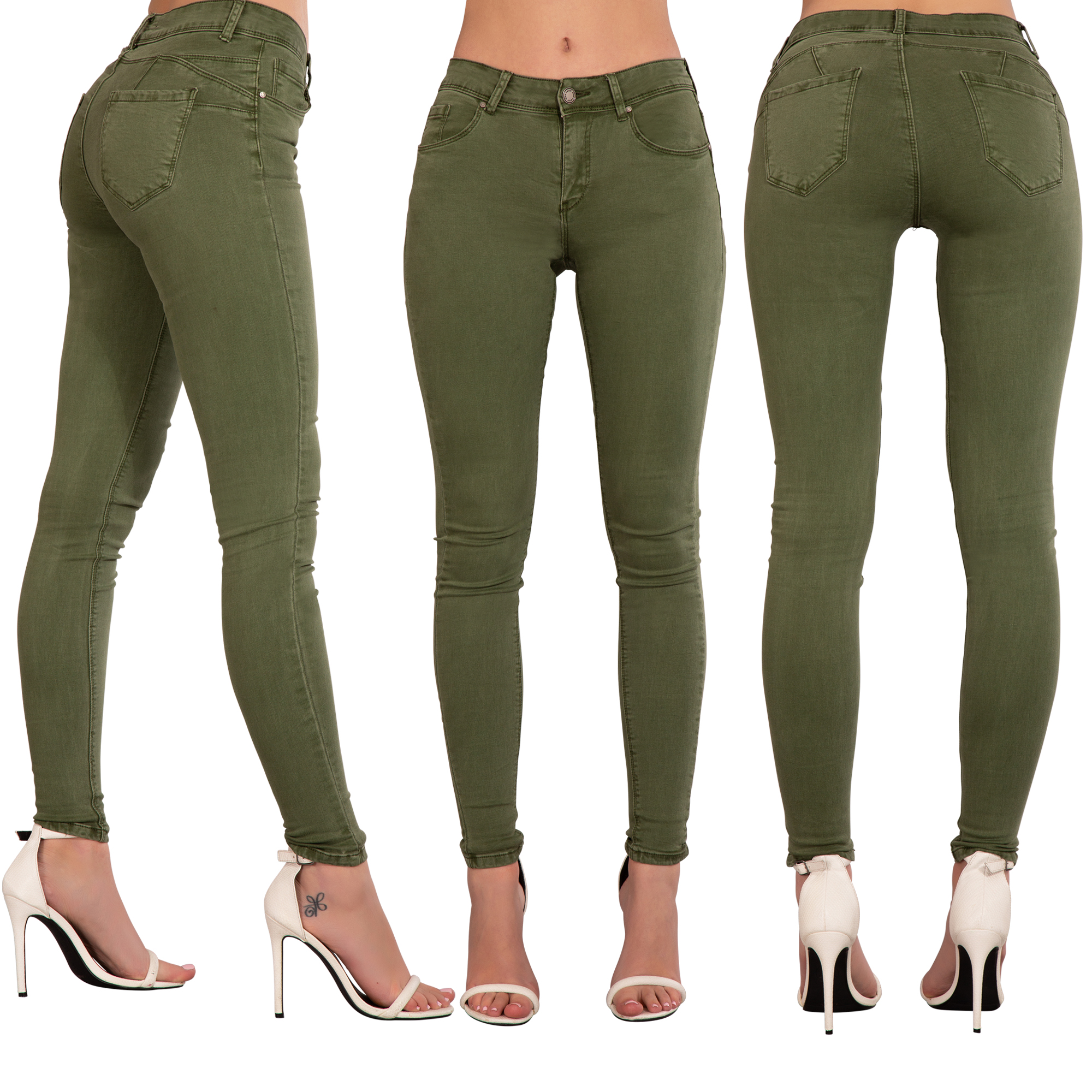 Womens Sexy Push Up Skinny Jeans Ladies Mid Waist Denim Trousers Size ...
